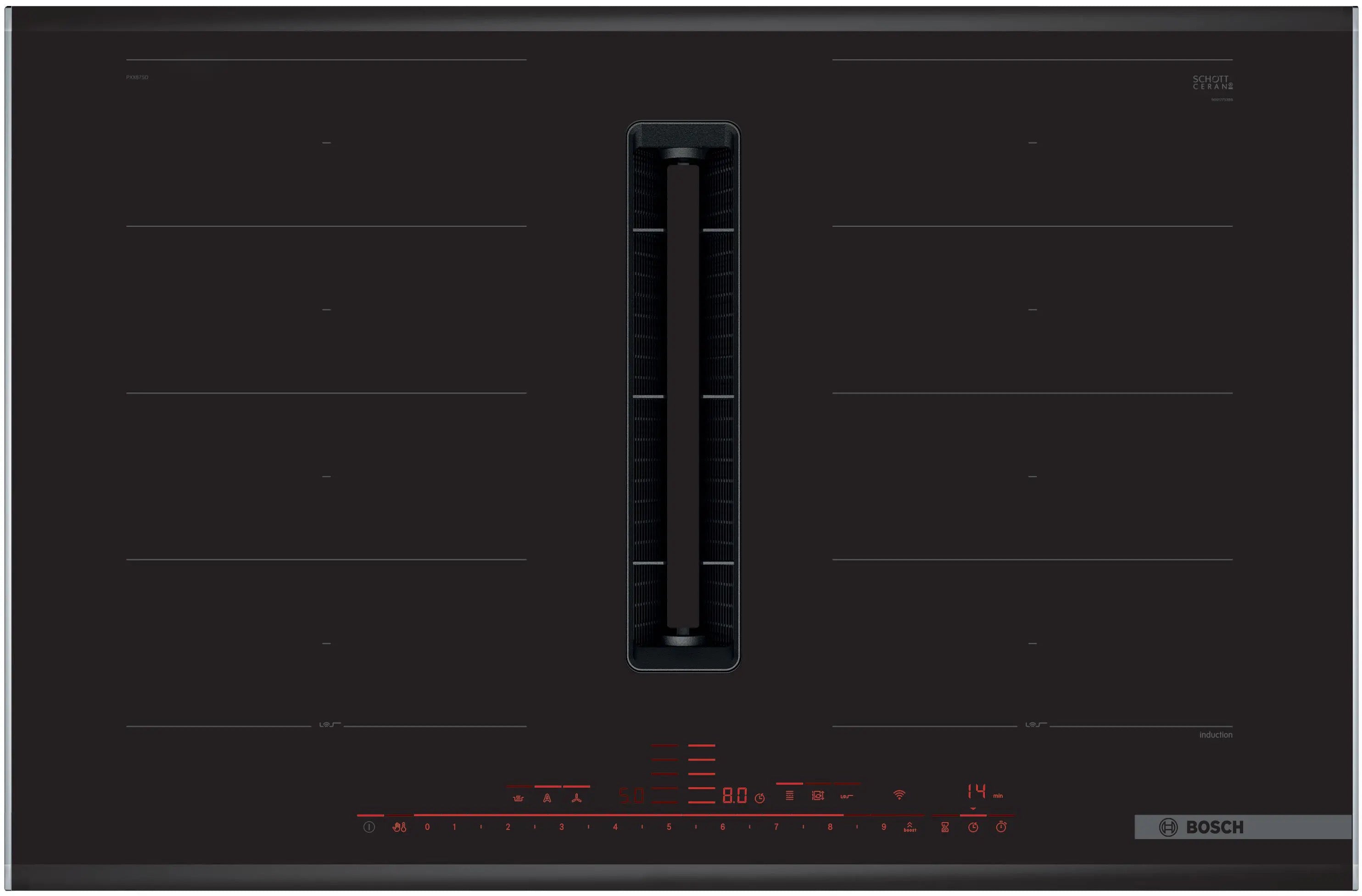 Bosch Series 8 Induction hob with integrated ventilation system 80 cm surface mount with frame PXX875D67E