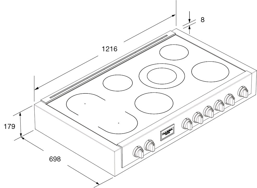 Fulgor Milano Professional 48" All-Glass Induction Range Top - FSRT 4807 ID X
