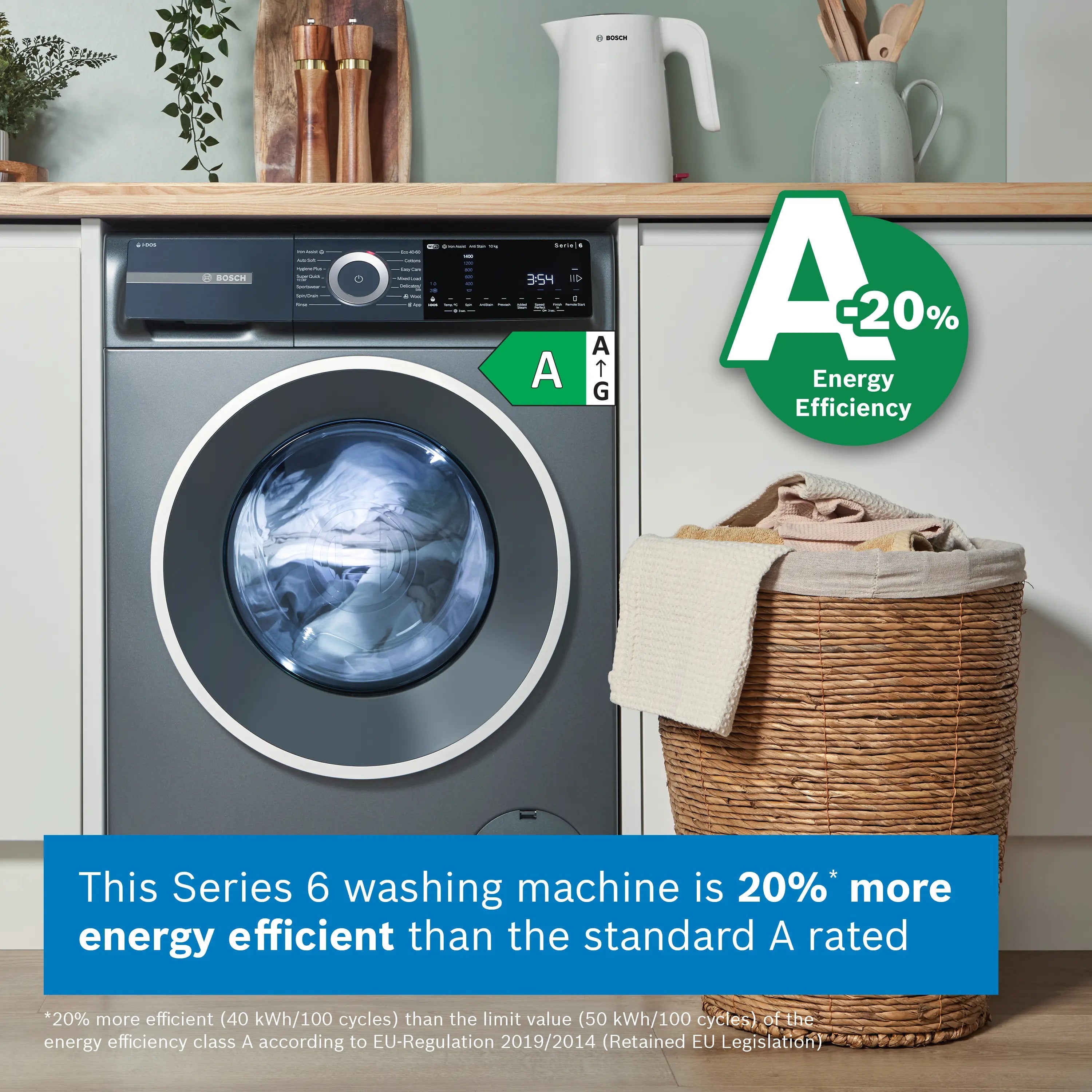 Bosch Series 6 Washing machine, front loader 10 kg max. 1400 rpm, Cast iron grey - WGH254ARGB