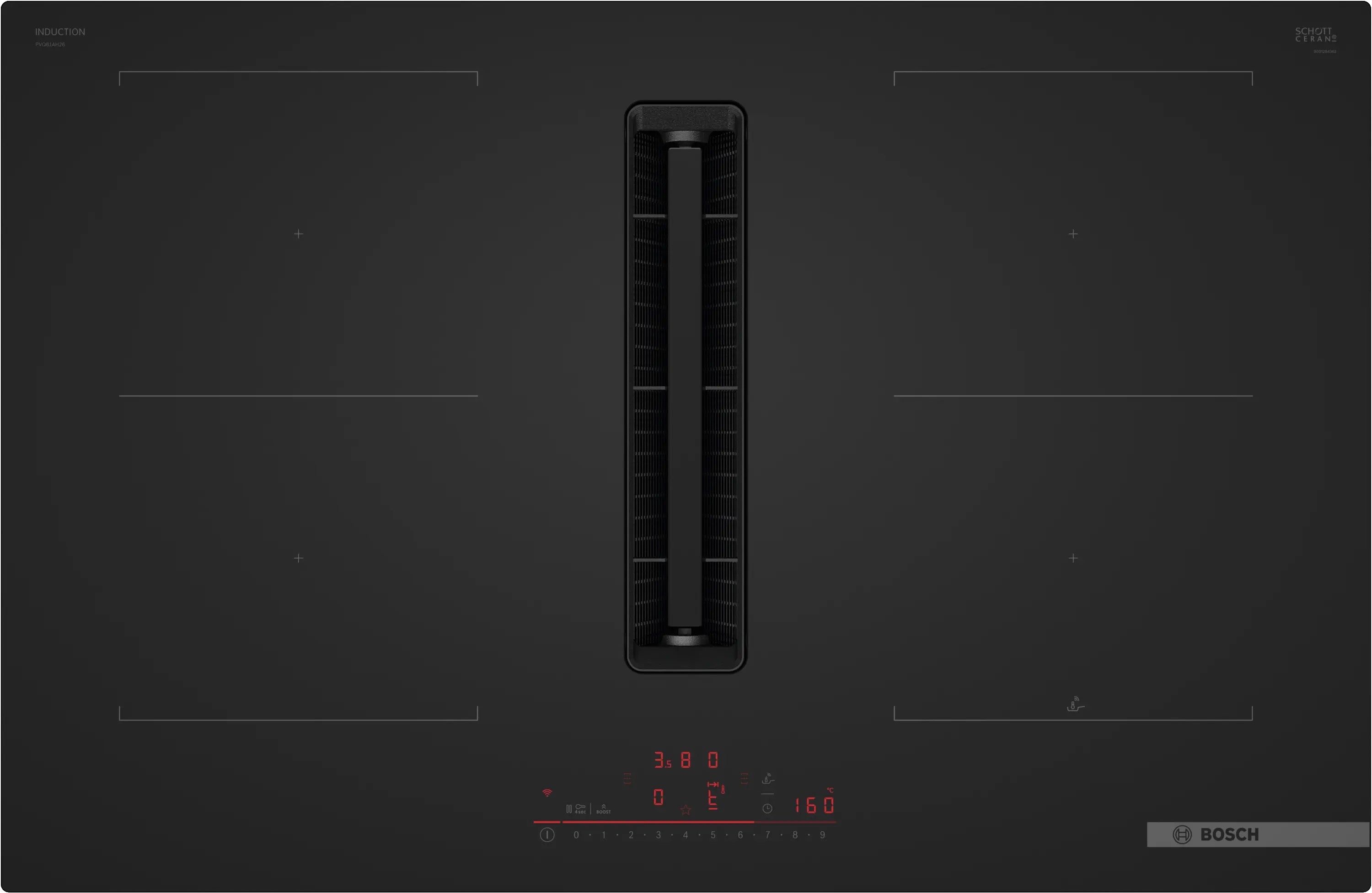Bosch Series 6 Induction hob with integrated ventilation system 80 cm Matt black - PVQ81AH26E