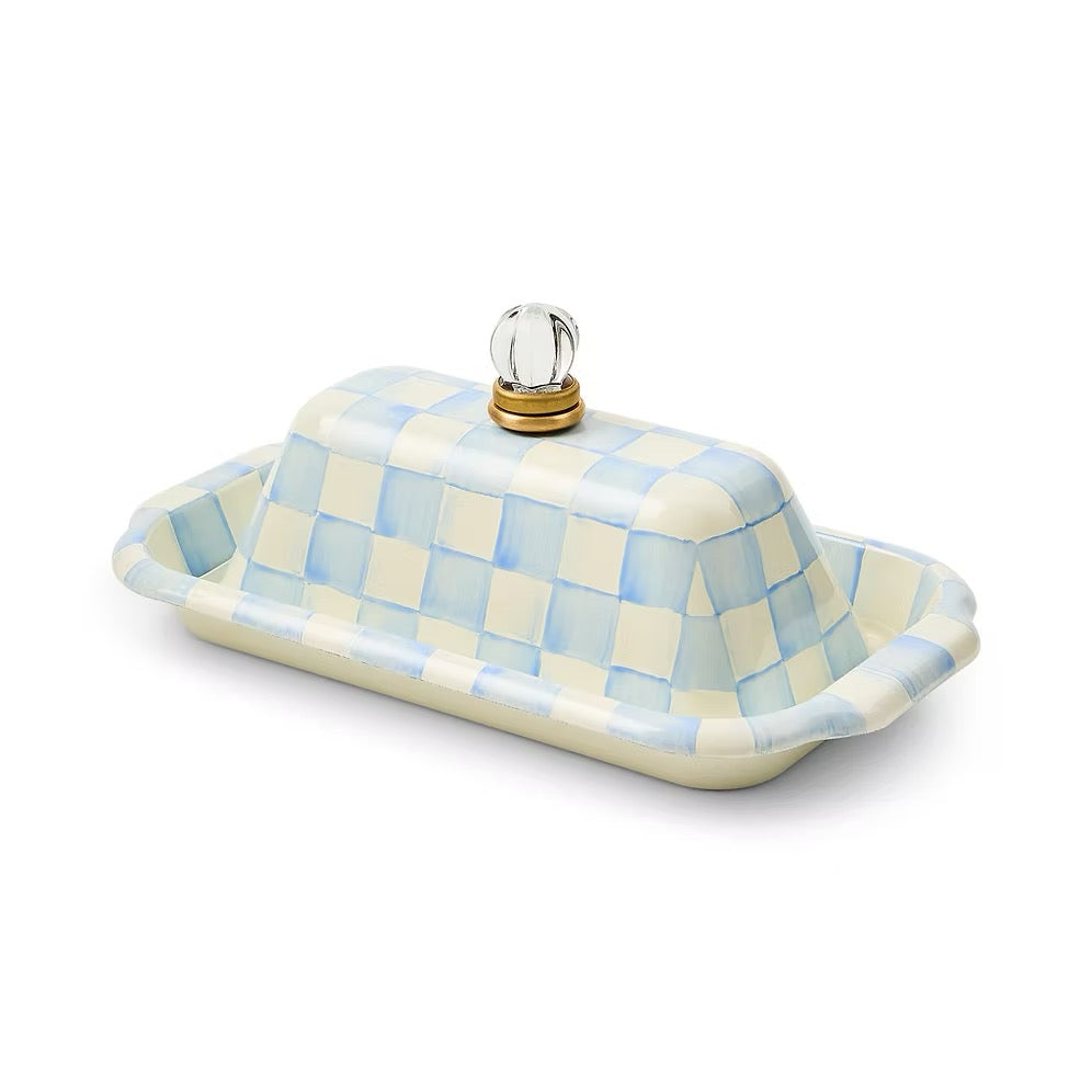 Mackenzie-Childs Sky Check Butter Box