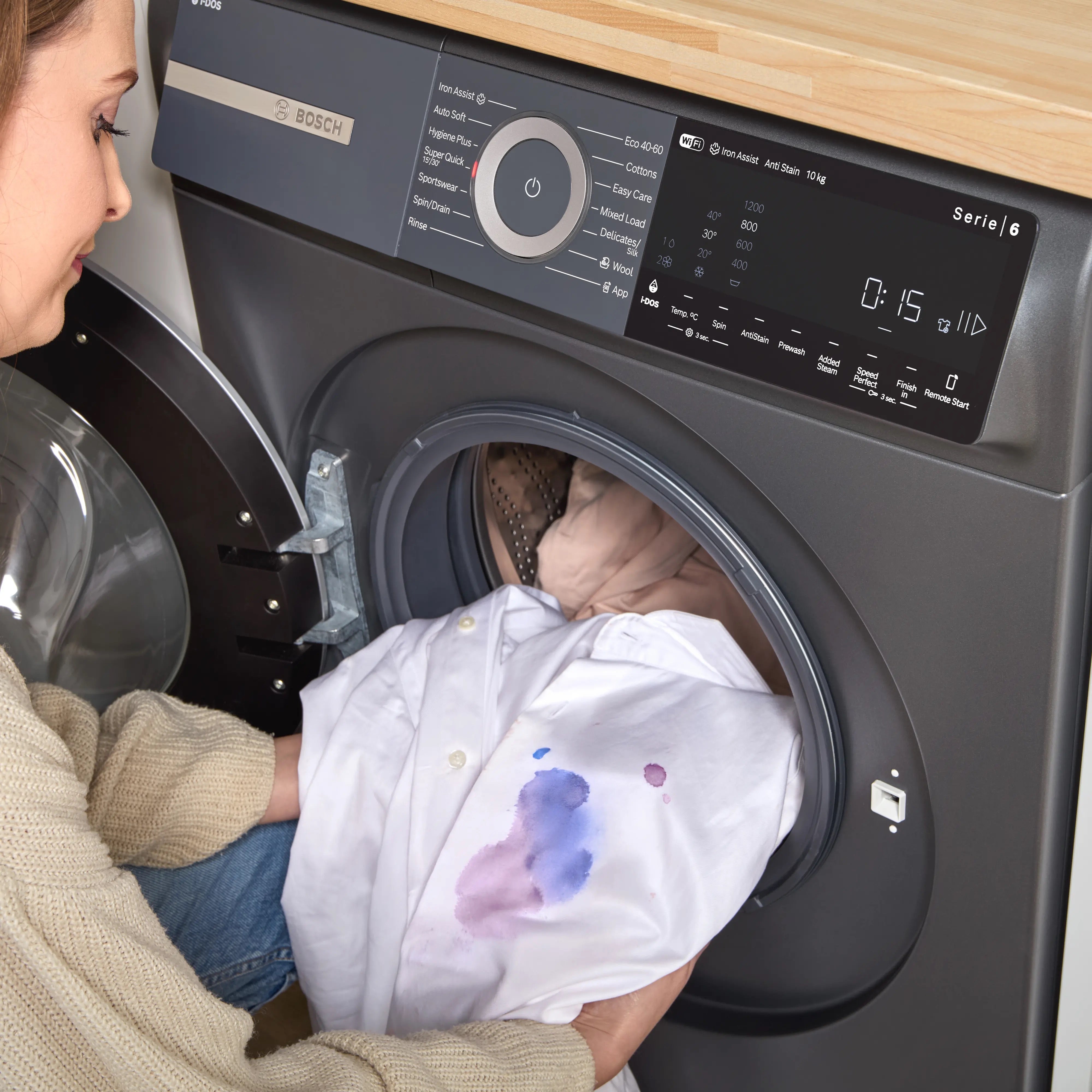 Bosch Series 6 Washing machine, front loader 10 kg max. 1400 rpm, Cast iron grey - WGH254ARGB