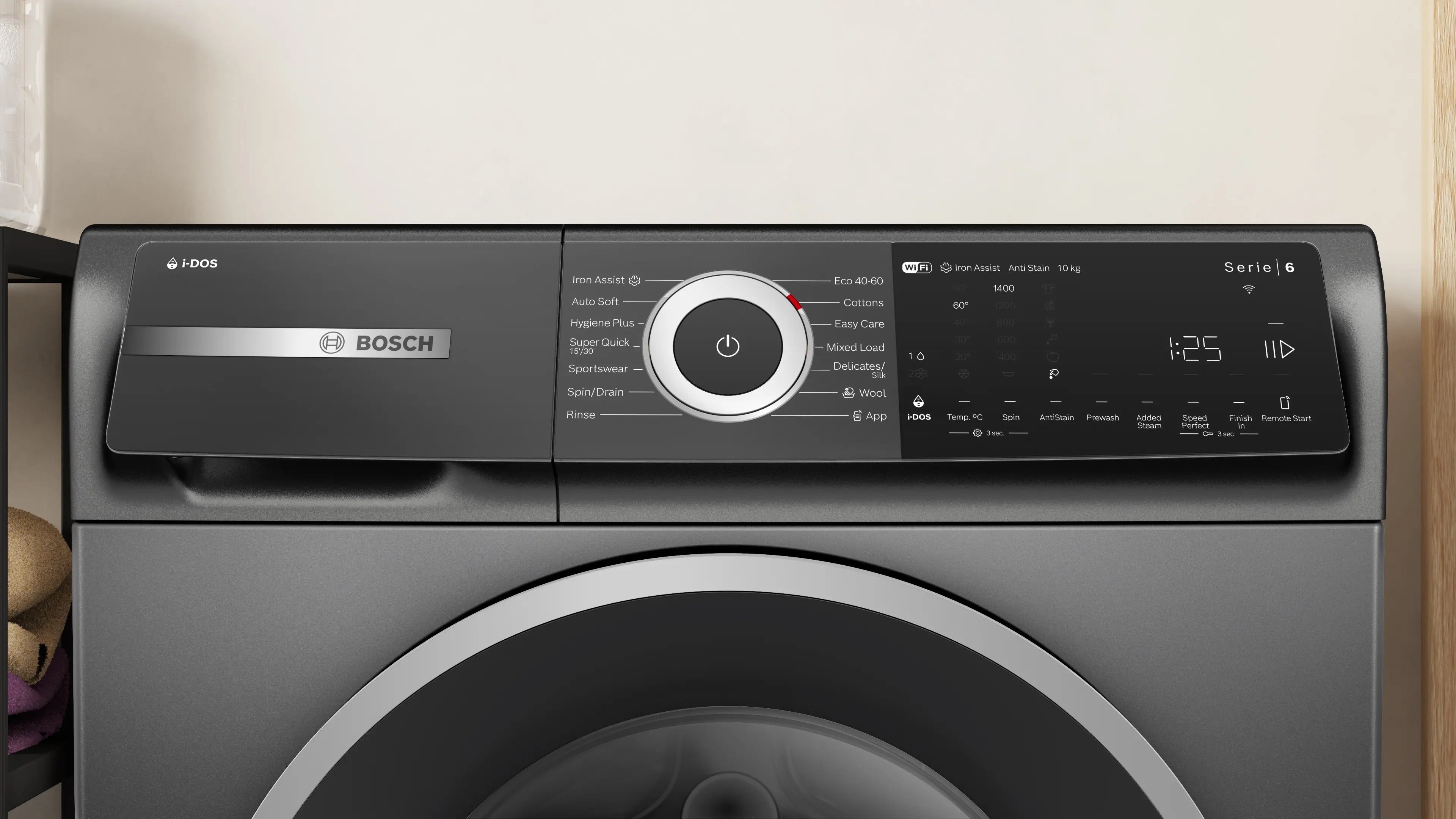 Bosch Series 6 Washing machine, front loader 10 kg max. 1400 rpm, Cast iron grey - WGH254ARGB