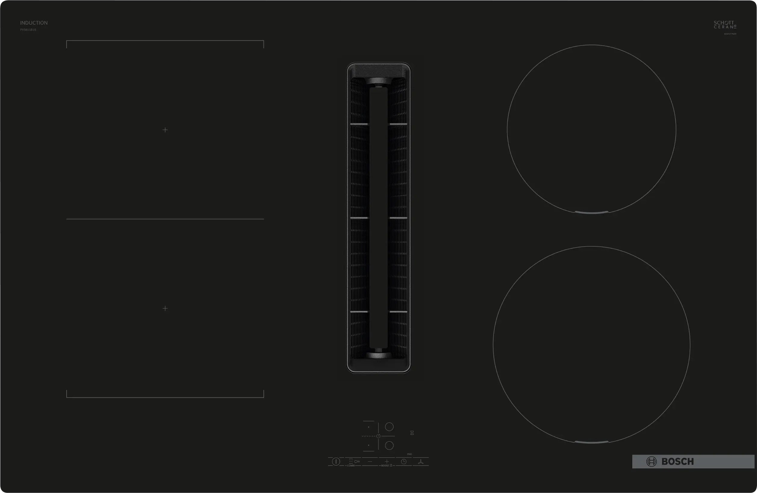 Bosch Series 4 Induction hob with integrated ventilation system 80 cm surface mount without frame - PVS811B16E