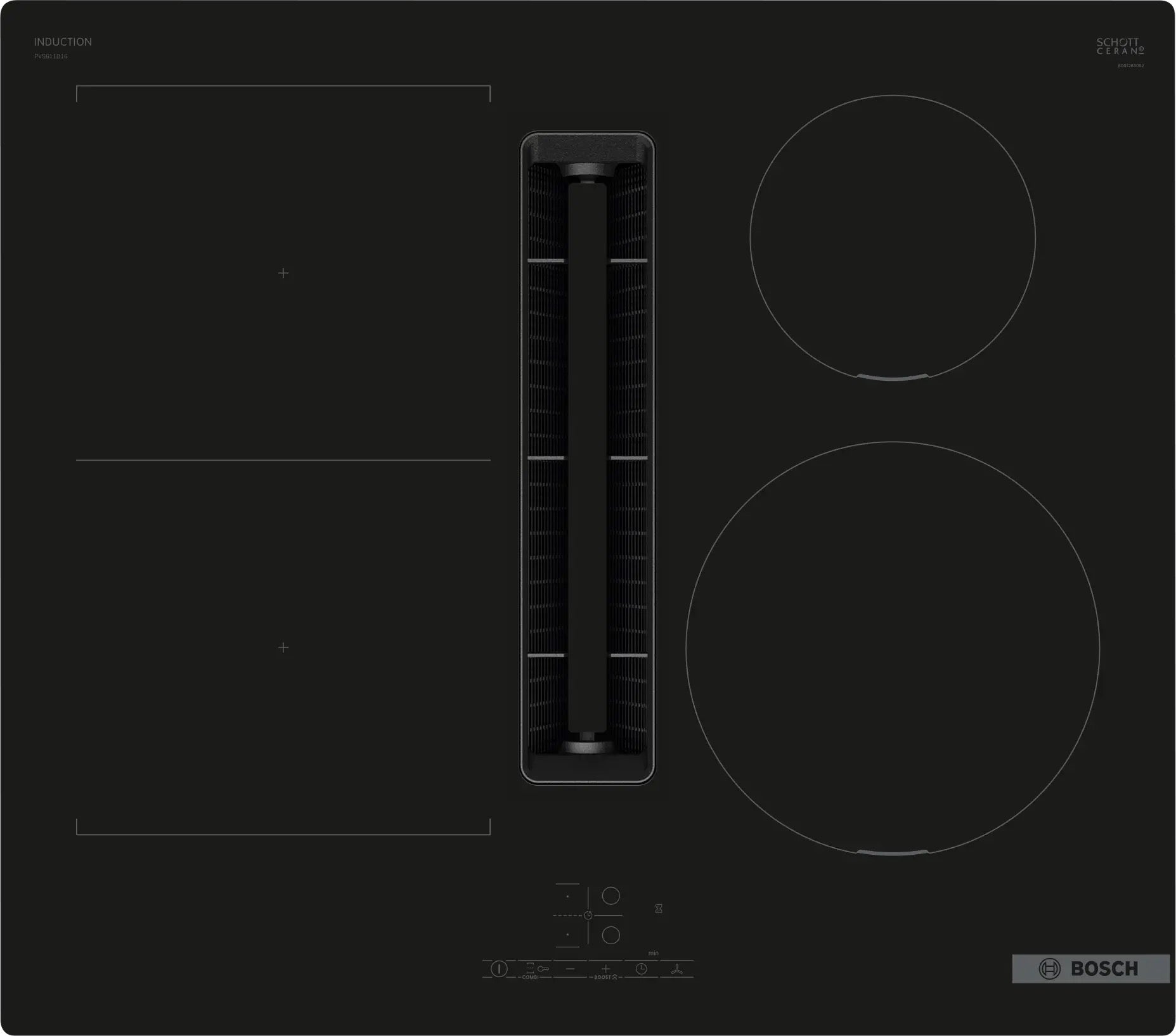 Bosch Series 4 Induction hob with integrated ventilation system 60 cm surface mount without frame - PVS611B16E
