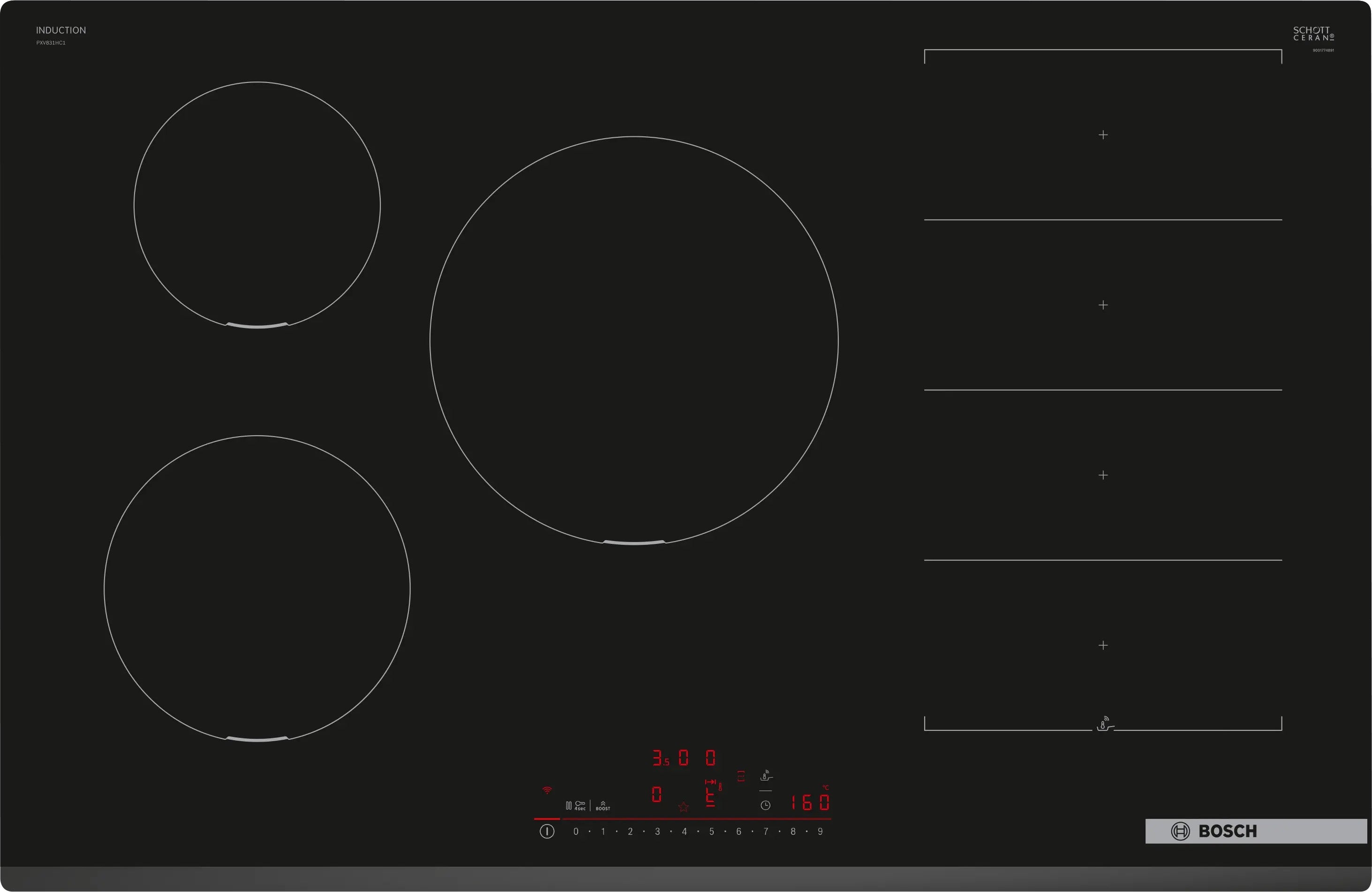 Bosch Series 6 Induction hob 80 cm surface mount without frame - PXV831HC1E