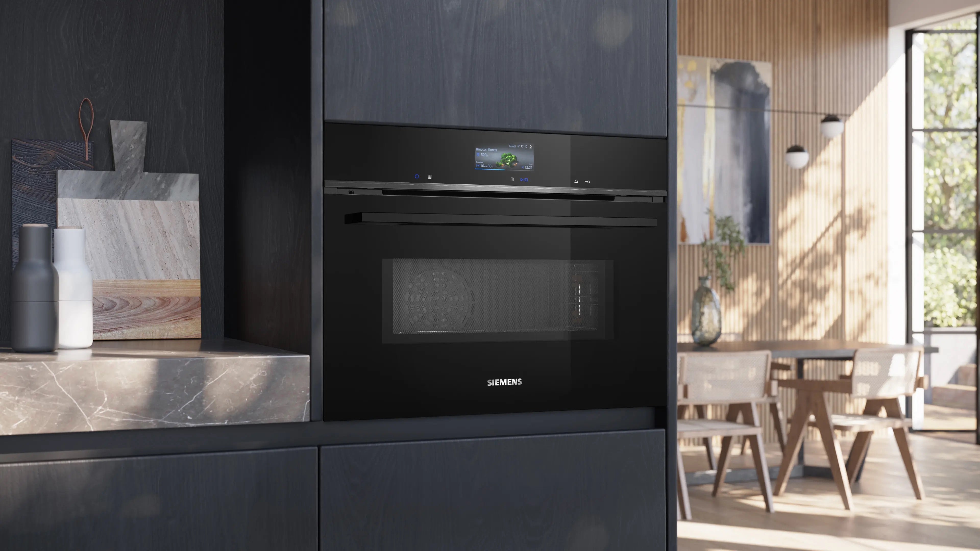 Siemens iQ700 Built-in compact oven with microwave function 60 x 45 cm Black - CM736G1B1