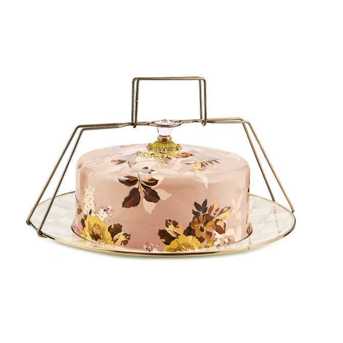 Mackenzie-Childs Wild Rose Mauve Cake Carrier