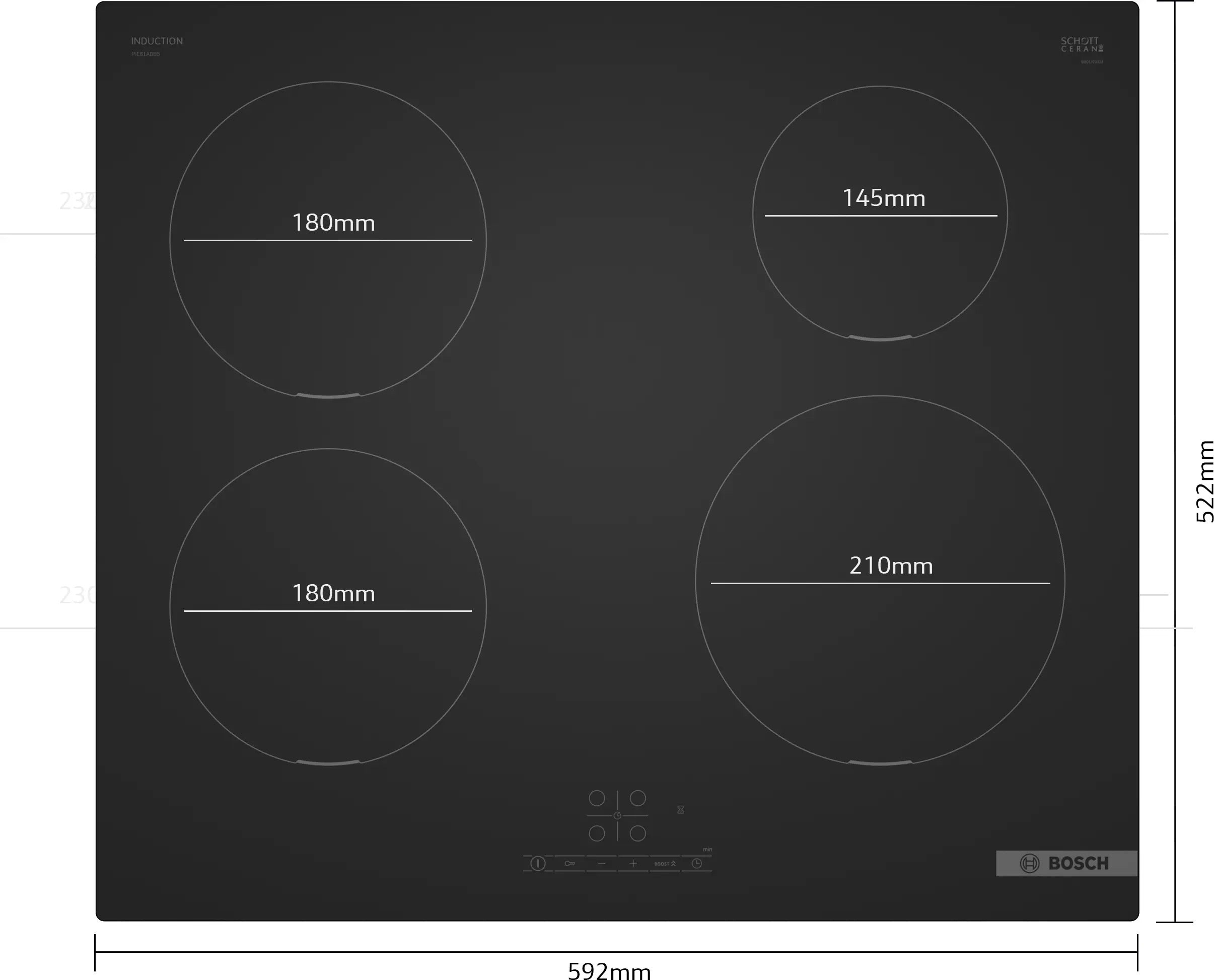 Bosch Series 4 Induction hob 60 cm Matt black - PIE61ABB5E