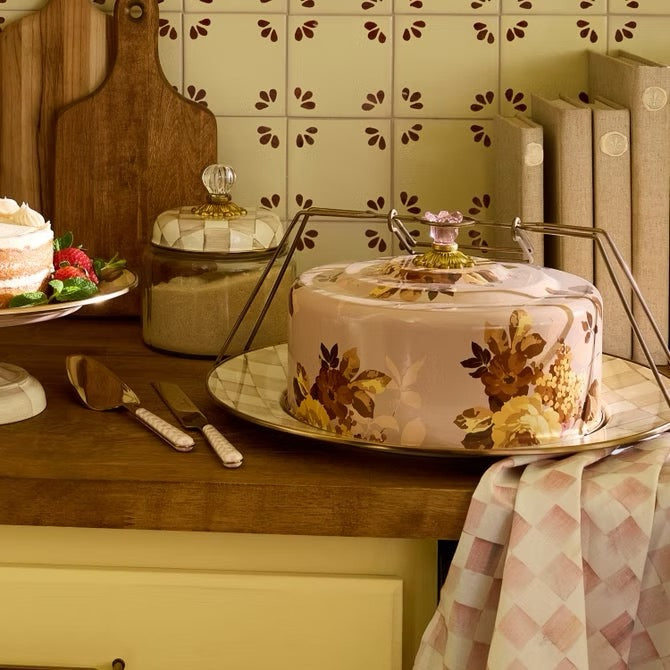 Mackenzie-Childs Wild Rose Mauve Cake Carrier