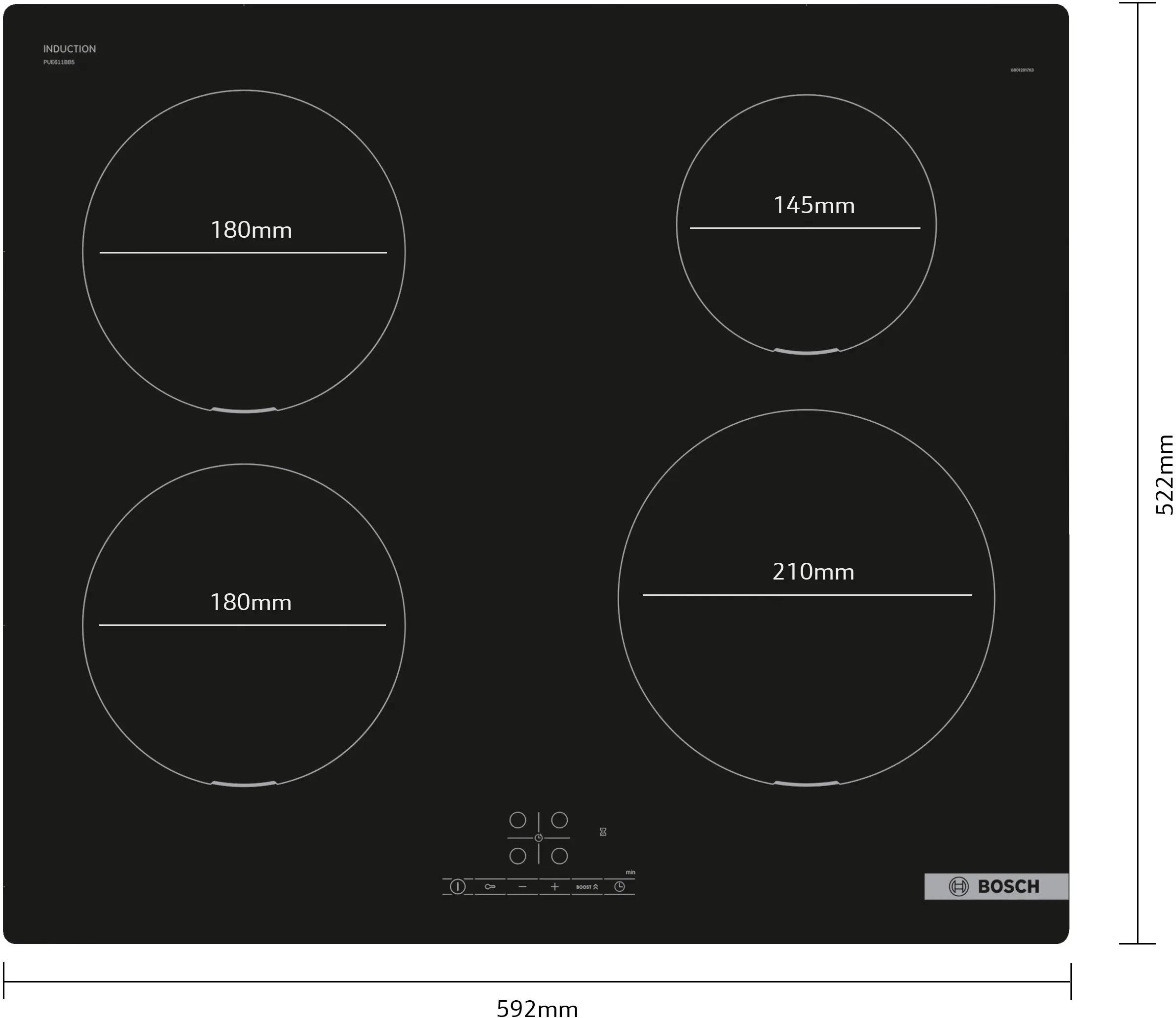 Bosch Series 4 Induction hob 60 cm surface mount without frame - PUE611BB5E