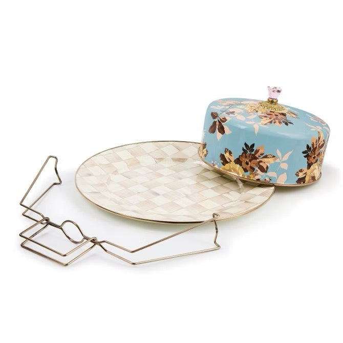 Mackenzie-Childs Wild Rose Slate Cake Carrier