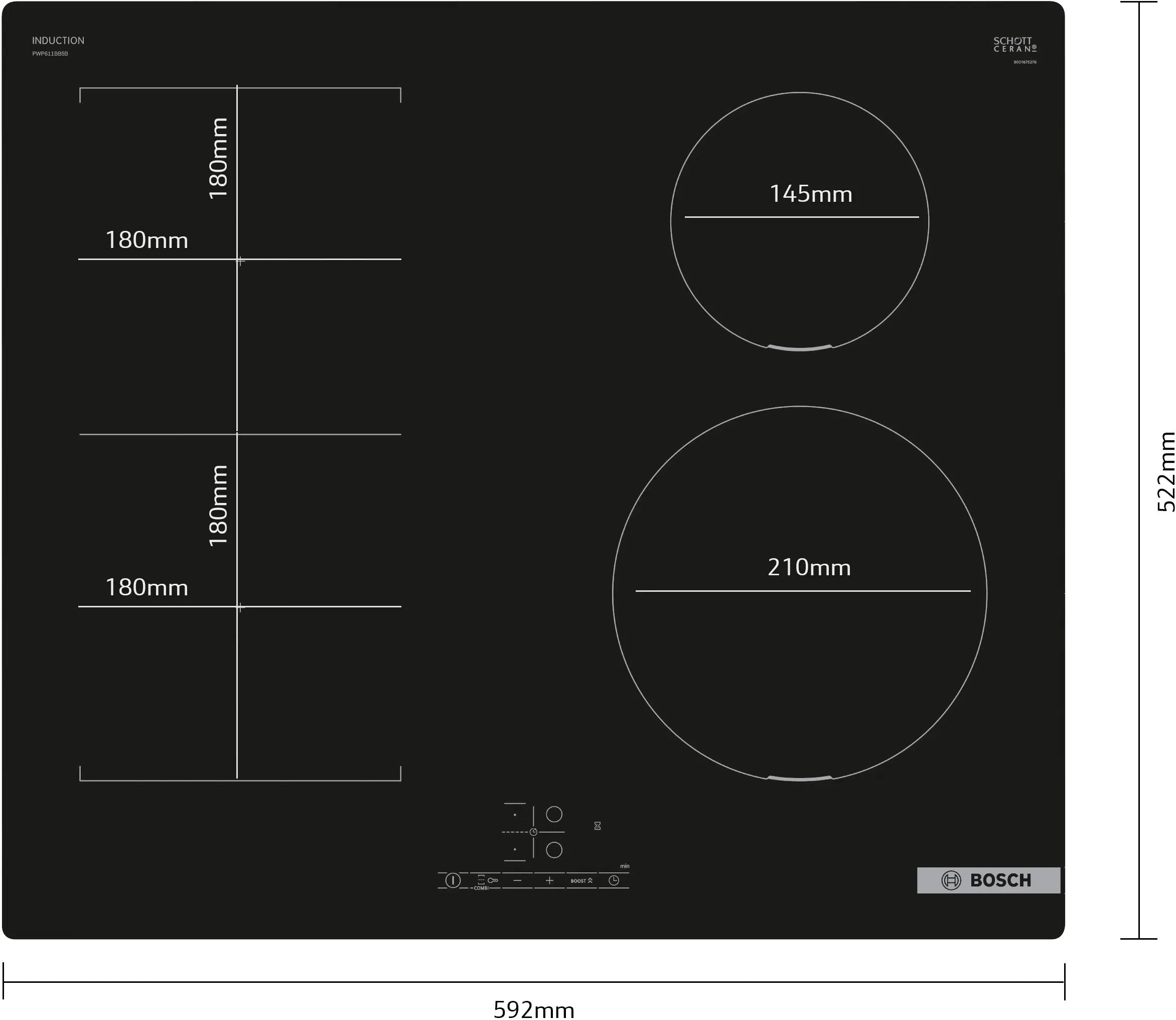 Bosch Series 4 Induction hob 60 cm surface mount without frame - PWP611BB5B