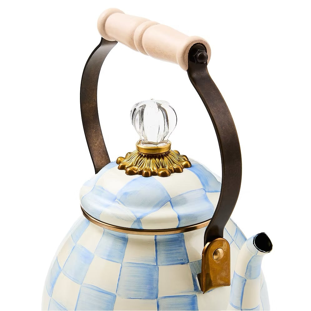 Mackenzie-Childs Sky Check 2 Quart Tea Kettle