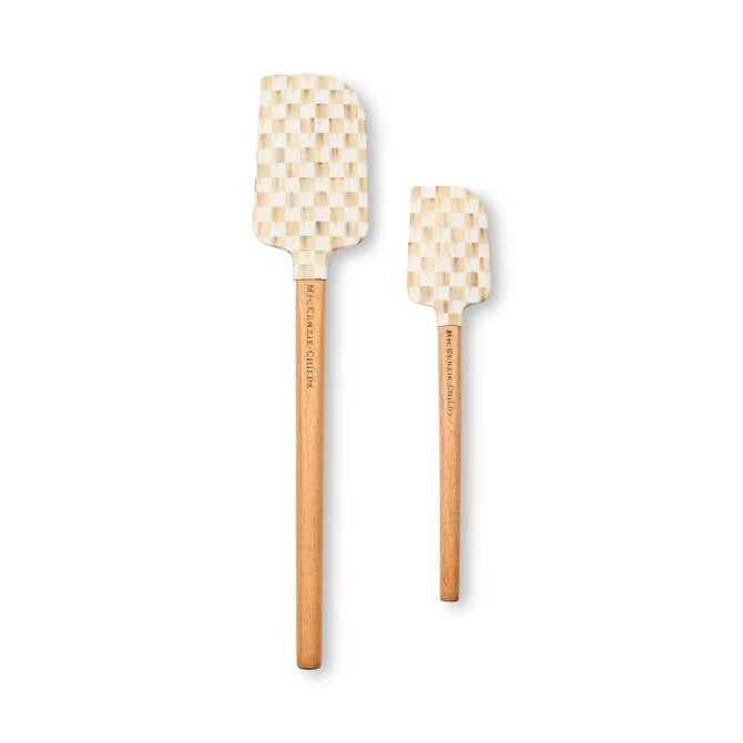Mackenzie-Childs Mocha Check Spatulas, Set Of 2