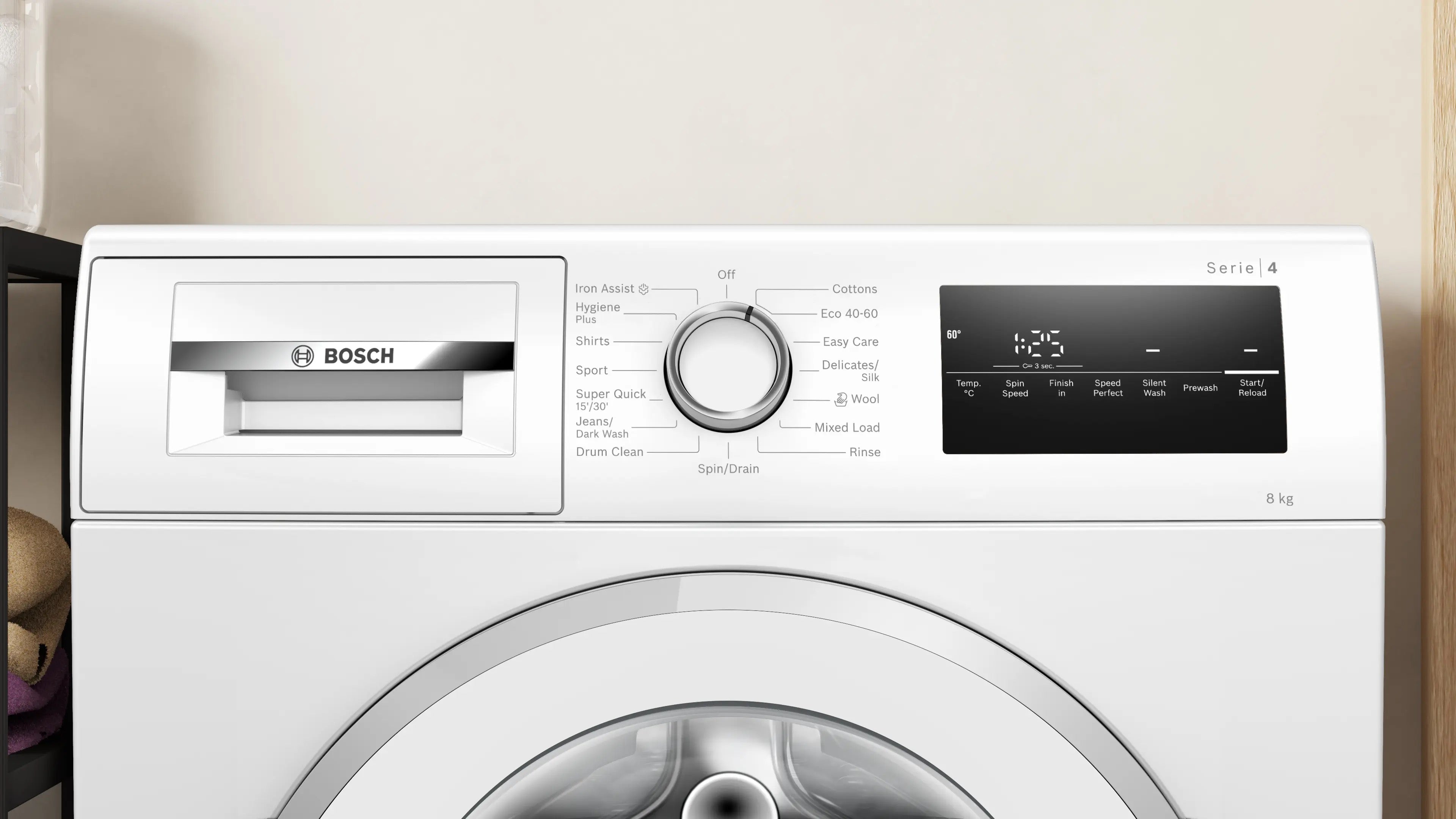 Bosch Series 4 Washing machine, front loader 8 kg max. 1400 rpm - WAN28254GB