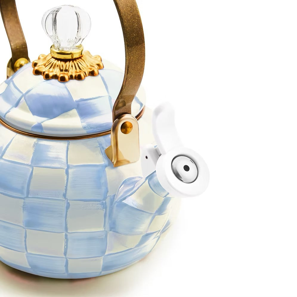 Mackenzie-Childs Sky Check Whistling Tea Kettle