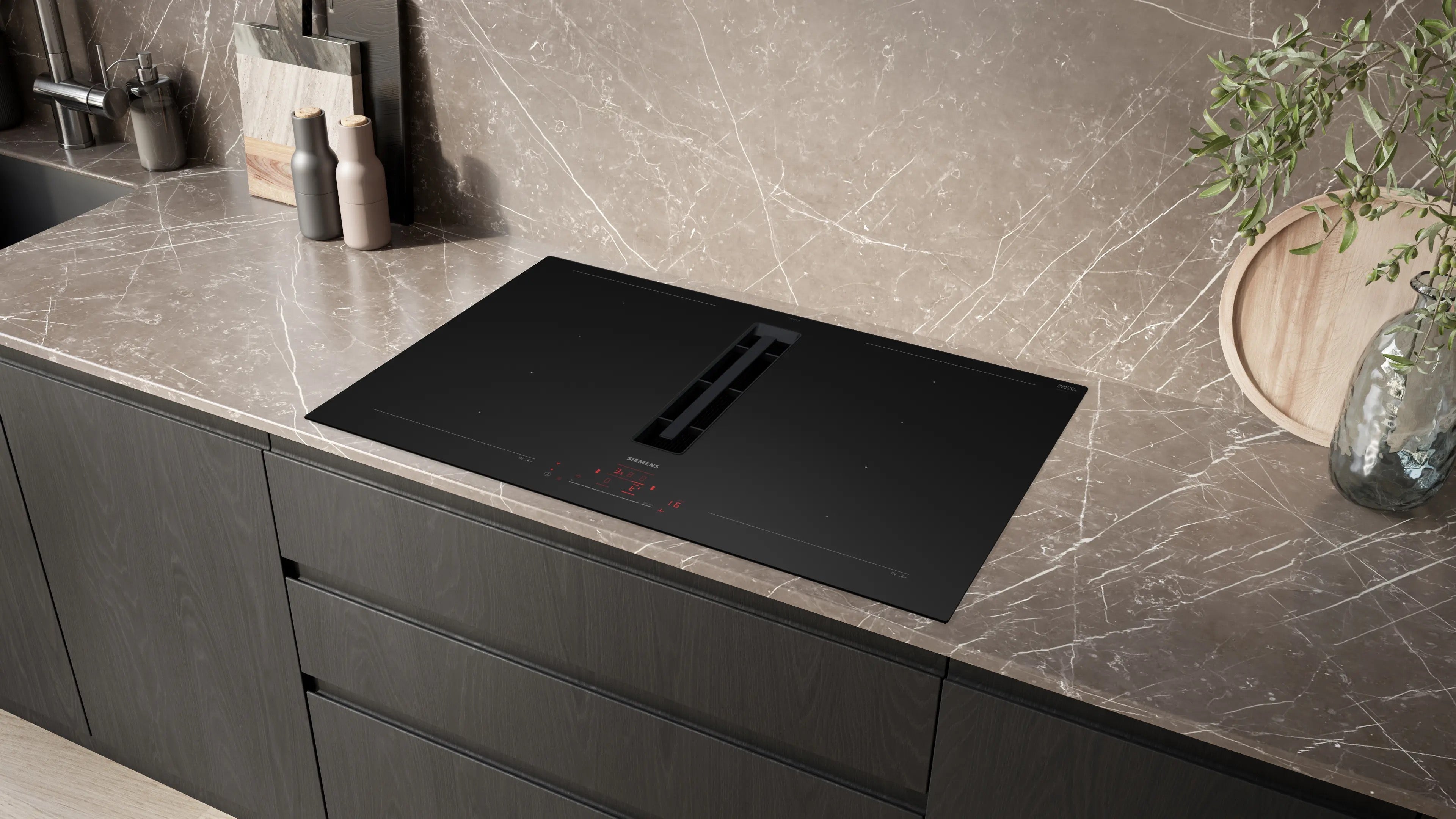 Siemens iQ700 Induction hob with integrated ventilation system 80 cm Matt black - EX81AHL26E
