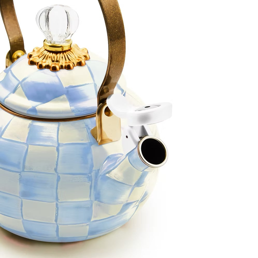 Mackenzie-Childs Sky Check Whistling Tea Kettle