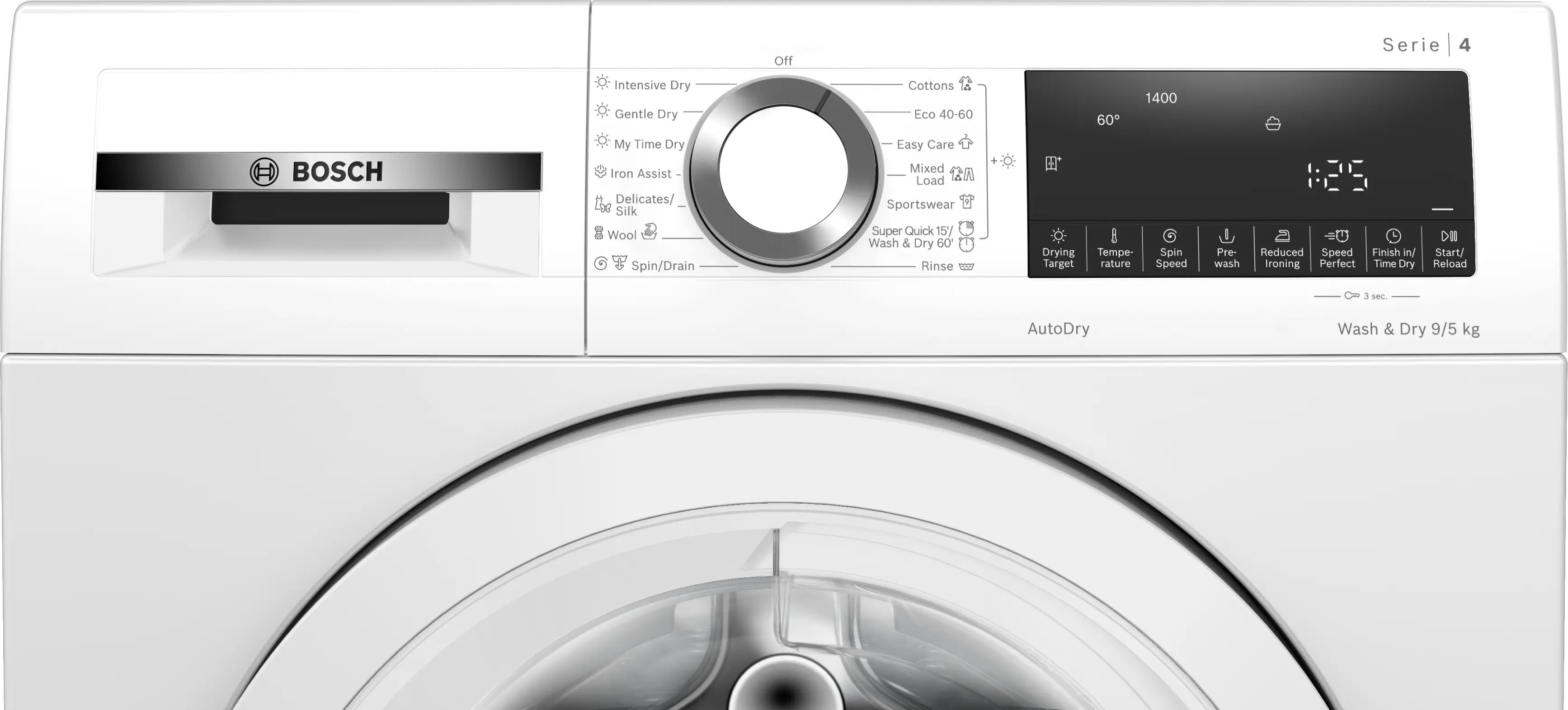 Bosch Series 4 Washer dryer 9/5 kg max. 1400 rpm - WNA144V9GB