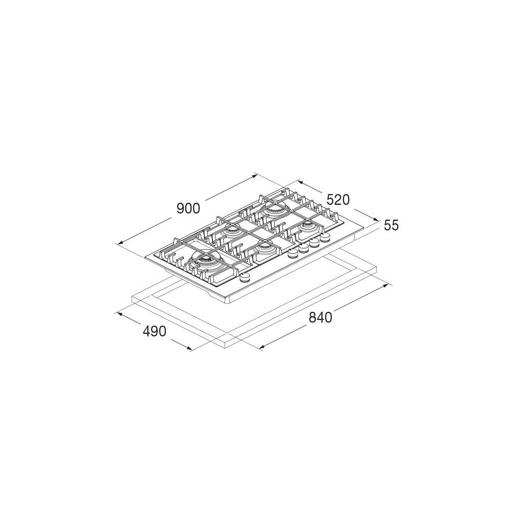 Fulgor Milano 90 Gas Hob - FPH 905 G WK BKG