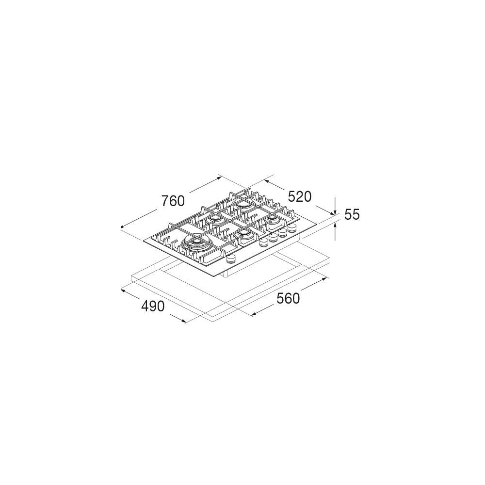 Fulgor Milano 75 Gas Hob - FPH 755 G WK BKG