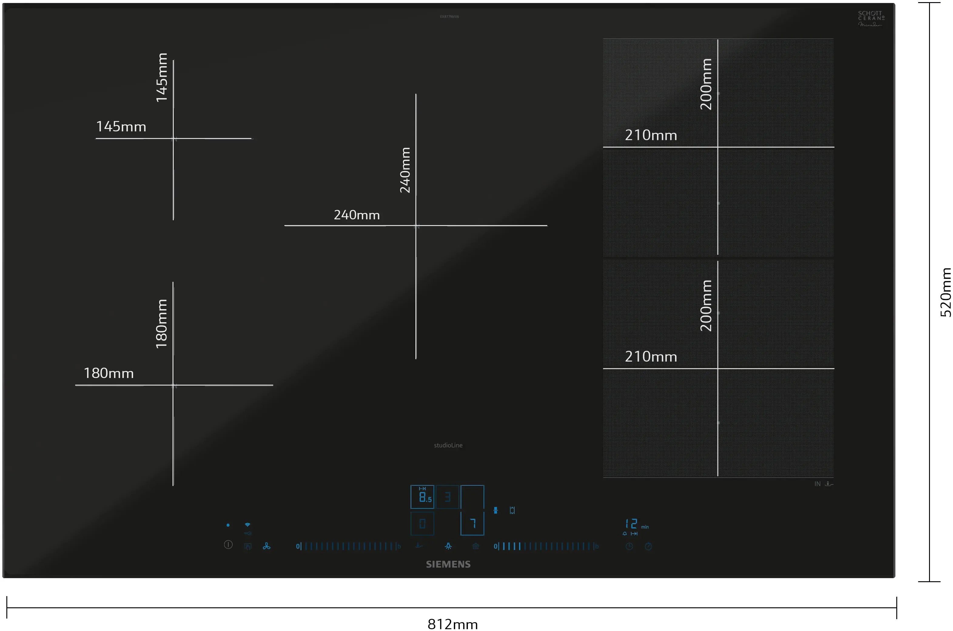 Siemens iQ700 Induction hob 80 cm surface mount with frame - EX870NVV6E