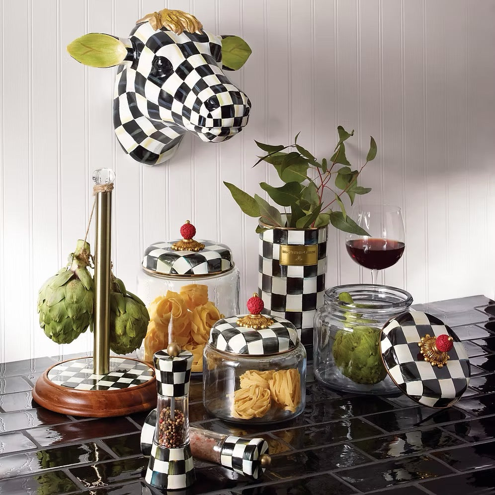Mackenzie-Childs Courtly Check Wood Paper Towel Holder