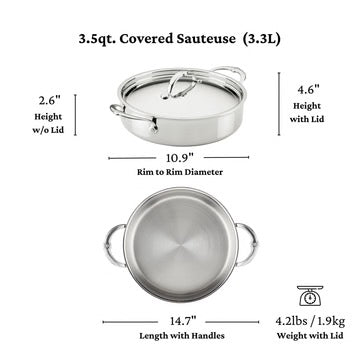 Hestan ProBond Luxe Stainless Steel Sauteuse Braiser & Lid - 26cm