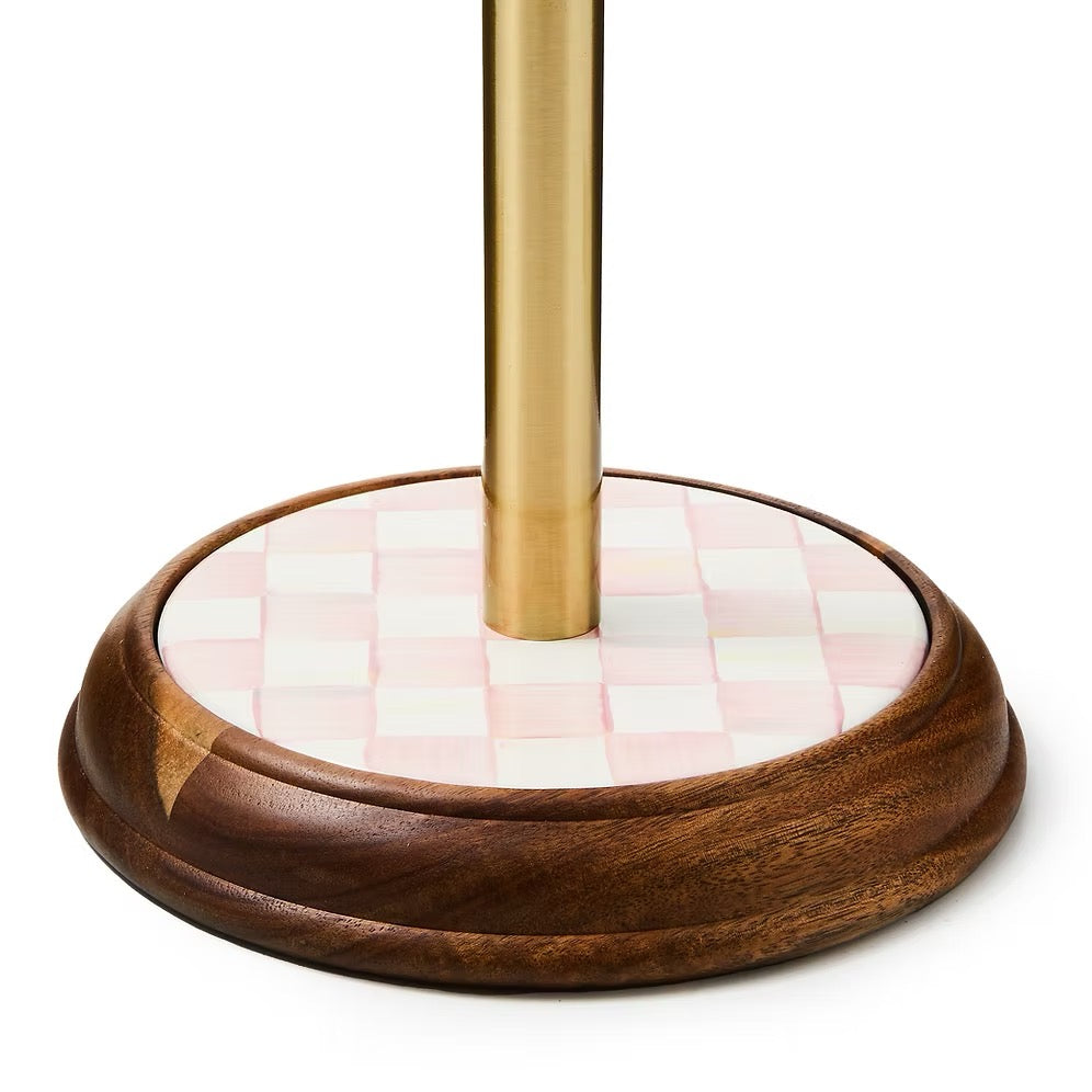 Mackenzie-Childs Rosy Check Wood Paper Towel Holder