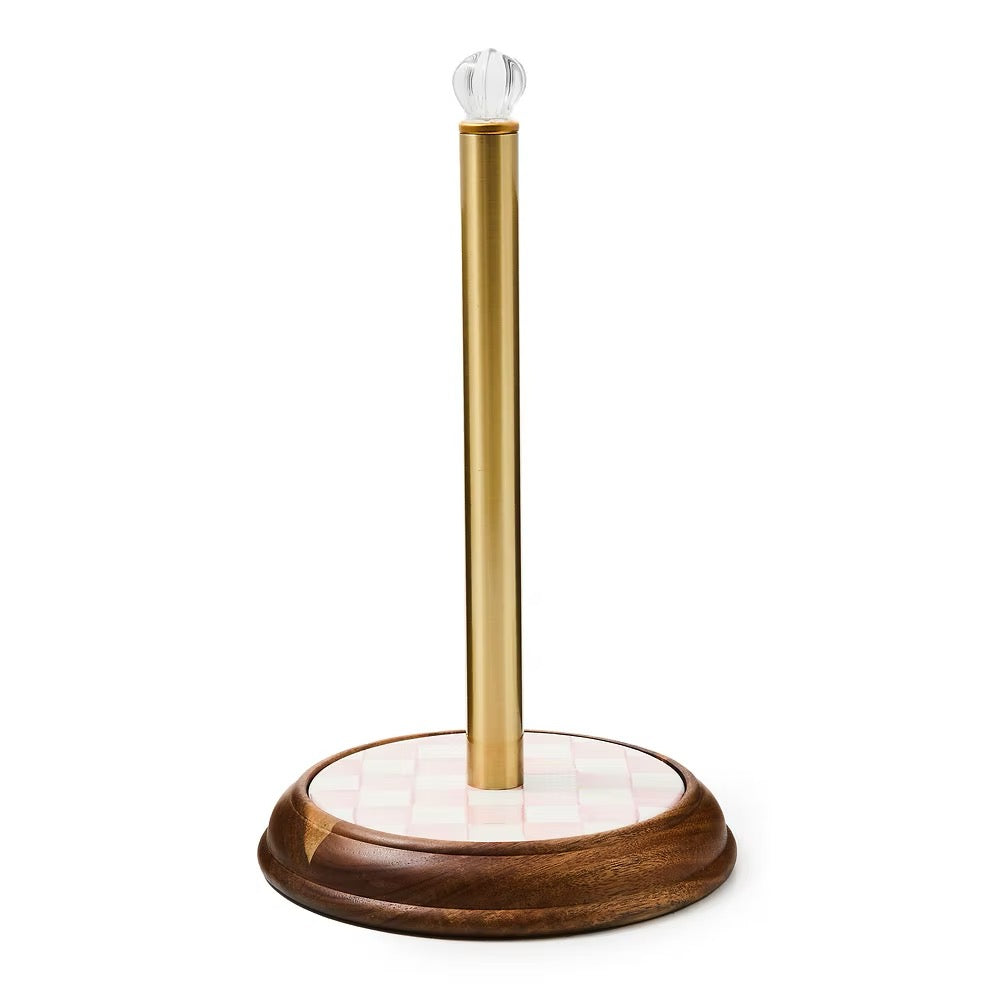 Mackenzie-Childs Rosy Check Wood Paper Towel Holder