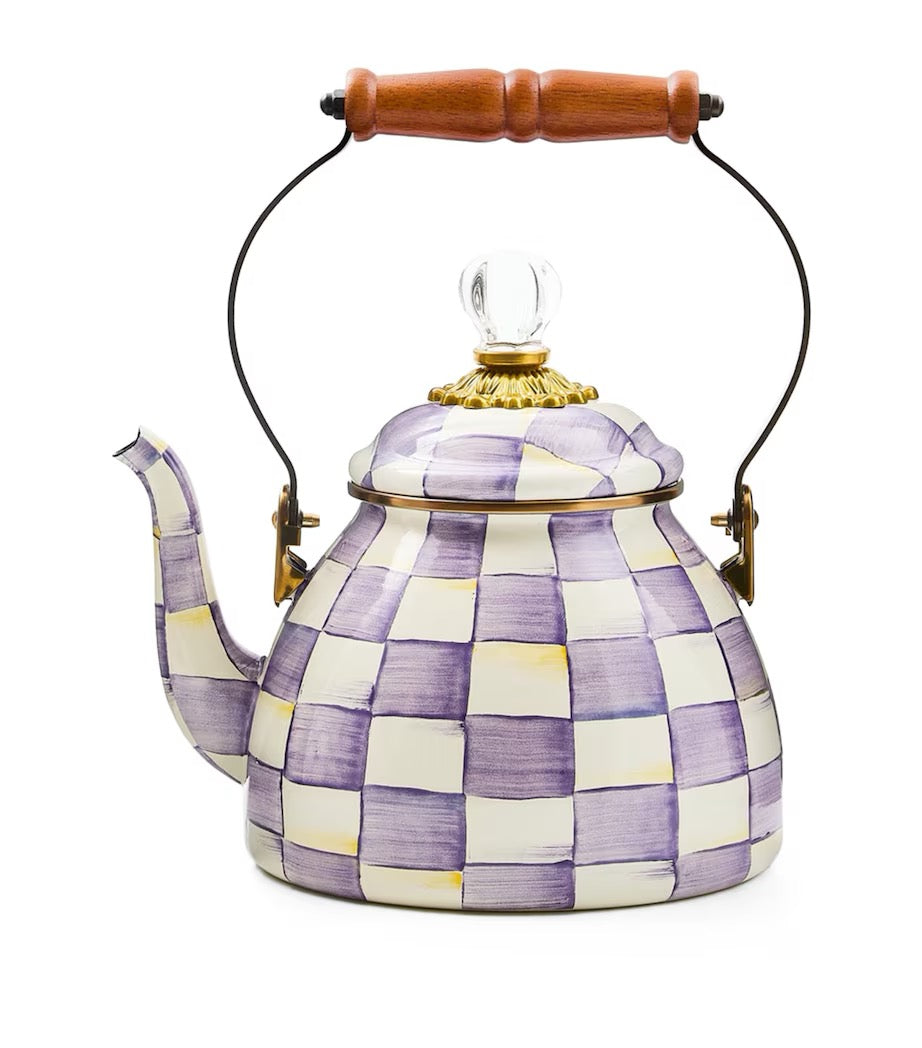 Mackenzie-Childs Violet Check 2-Quart Tea Kettle