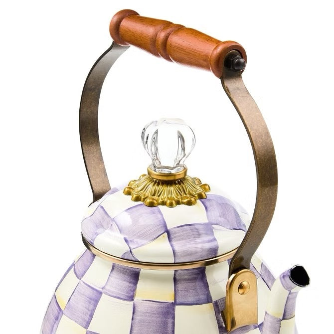 Mackenzie-Childs Violet Check 2-Quart Tea Kettle