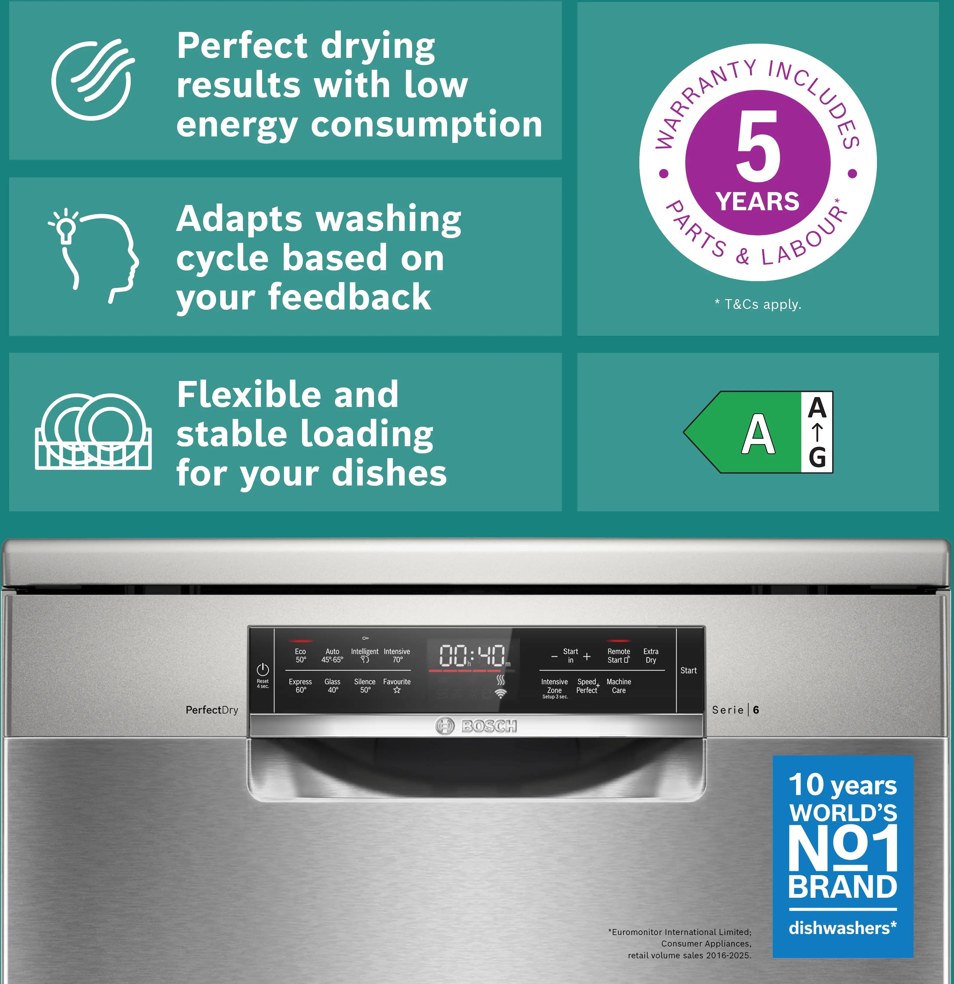 Bosch Series 6 Free-standing dishwasher 60 cm Brushed steel anti-fingerprint - SMS6TCI02G
