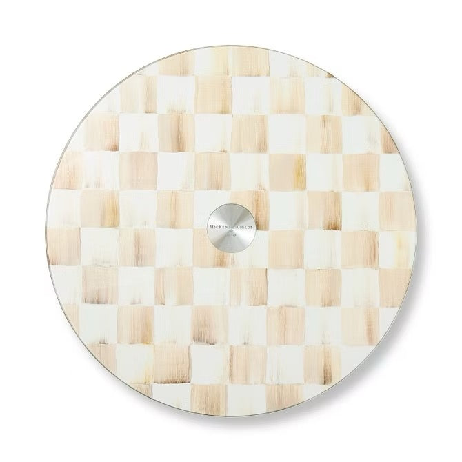 Mackenzie-Childs Mocha Check Glass Lazy Susan