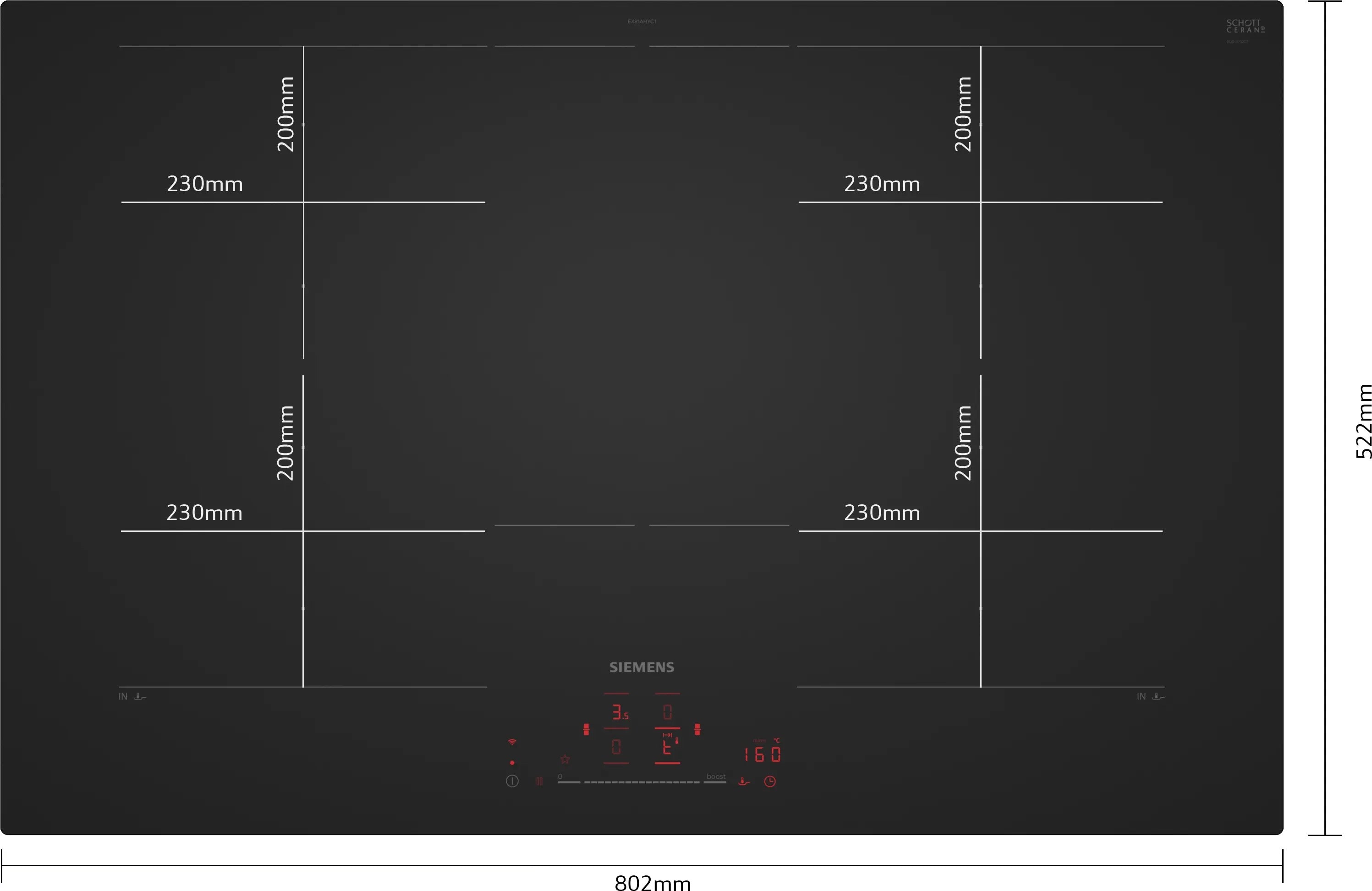 Siemens iQ700 Induction hob 80 cm Matt black - EX81AHYC1E