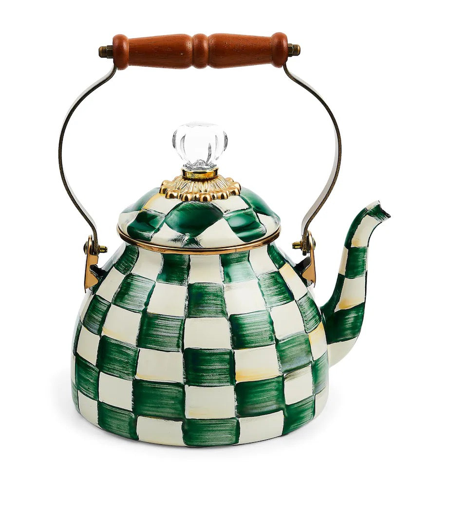 Mackenzie-Childs Emerald Check 2-Quart Tea Kettle