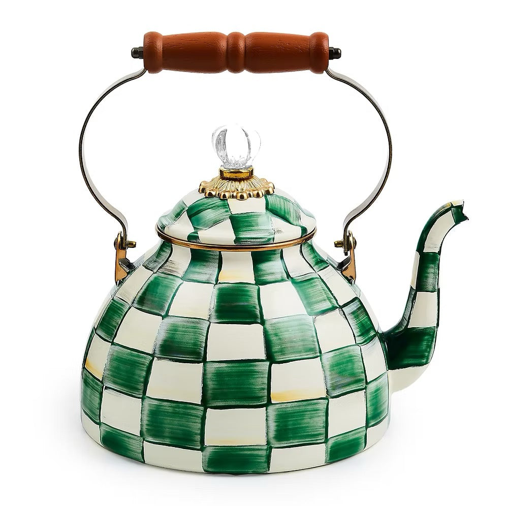 Mackenzie-Childs Emerald Check 3 Quart Tea Kettle