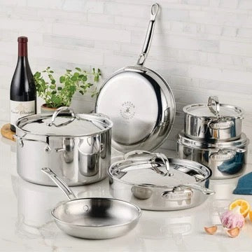 Hestan ProBond Luxe Induction Polished Stainless Steel Pan Set: 10 Piece