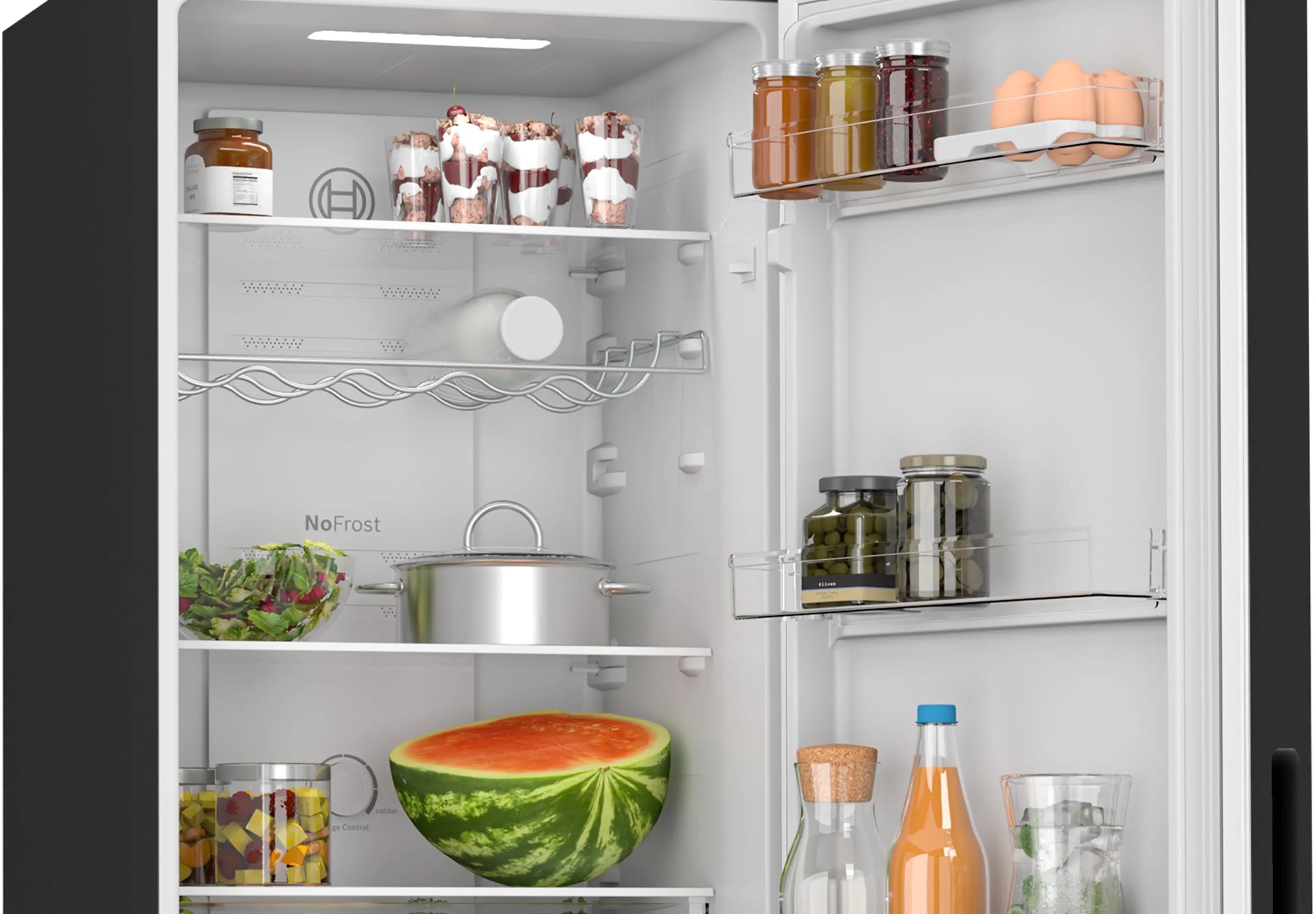 Bosch Series 2 Free-standing fridge-freezer with freezer at bottom 182.4 x 55 cm Black - KGN27NBEAG