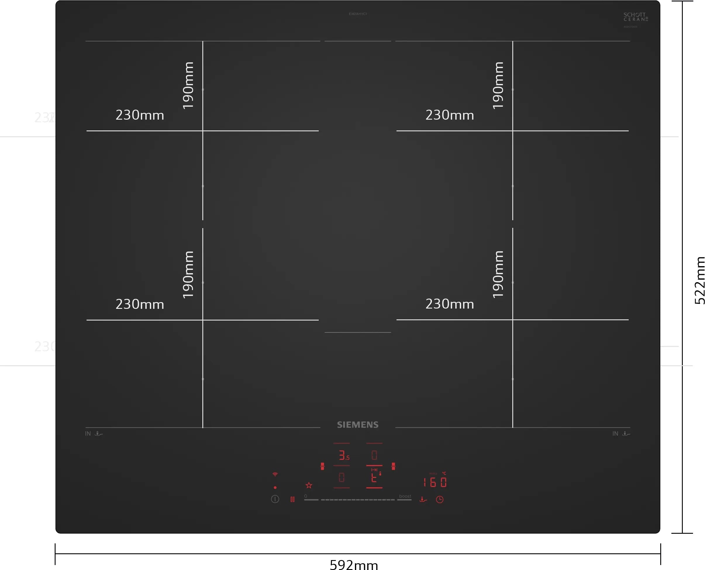 Siemens iQ700 Induction hob 60 cm Matt black - EX61AHYC1E