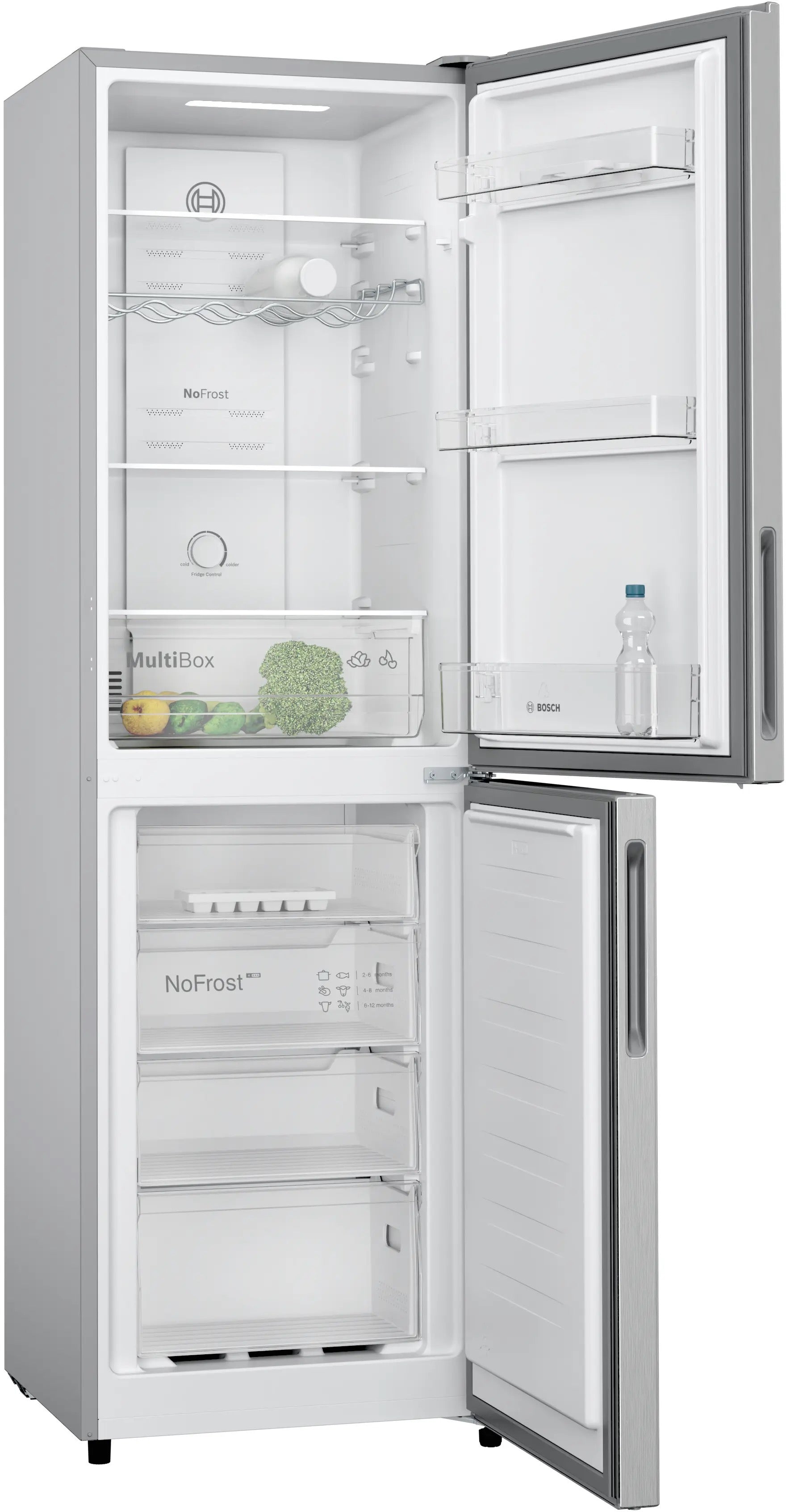 Bosch Series 2 Free-standing fridge-freezer with freezer at bottom 182.4 x 55 cm Stainless steel look - KGN27NLEAG
