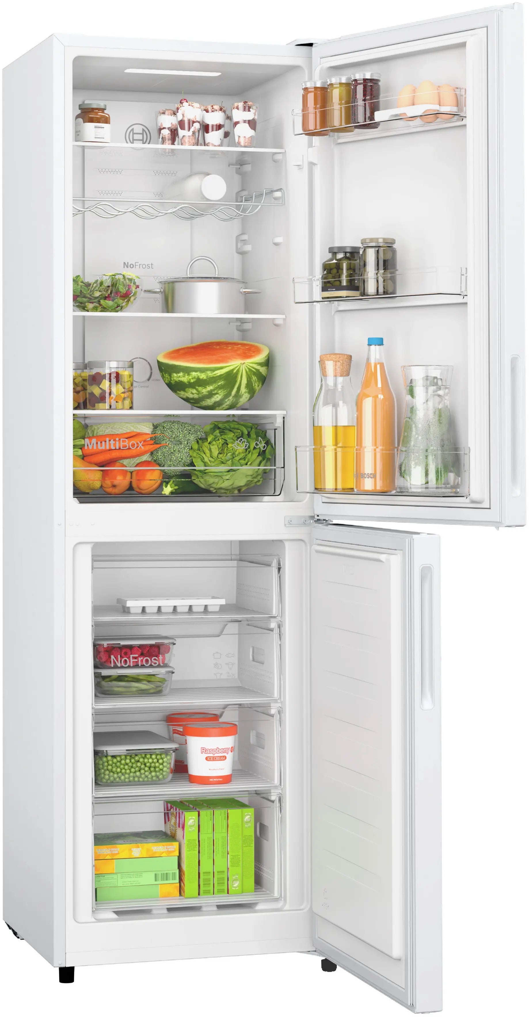 Bosch Series 2 Free-standing fridge-freezer with freezer at bottom 182.4 x 55 cm White - KGN27NWEAG