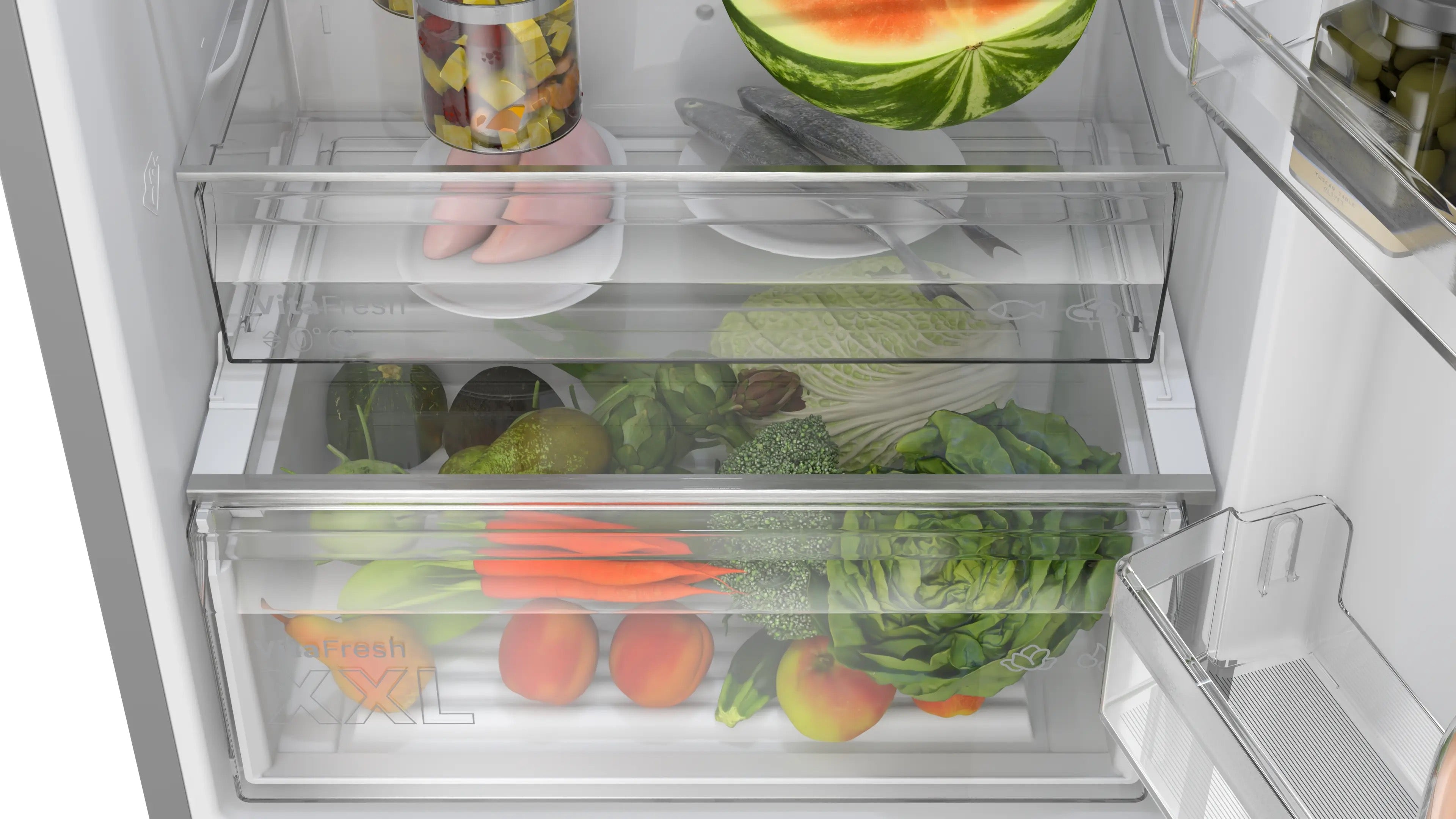Bosch Series 4 Free-standing fridge-freezer 203 x 70 cm Stainless steel look - KGN492LDFG
