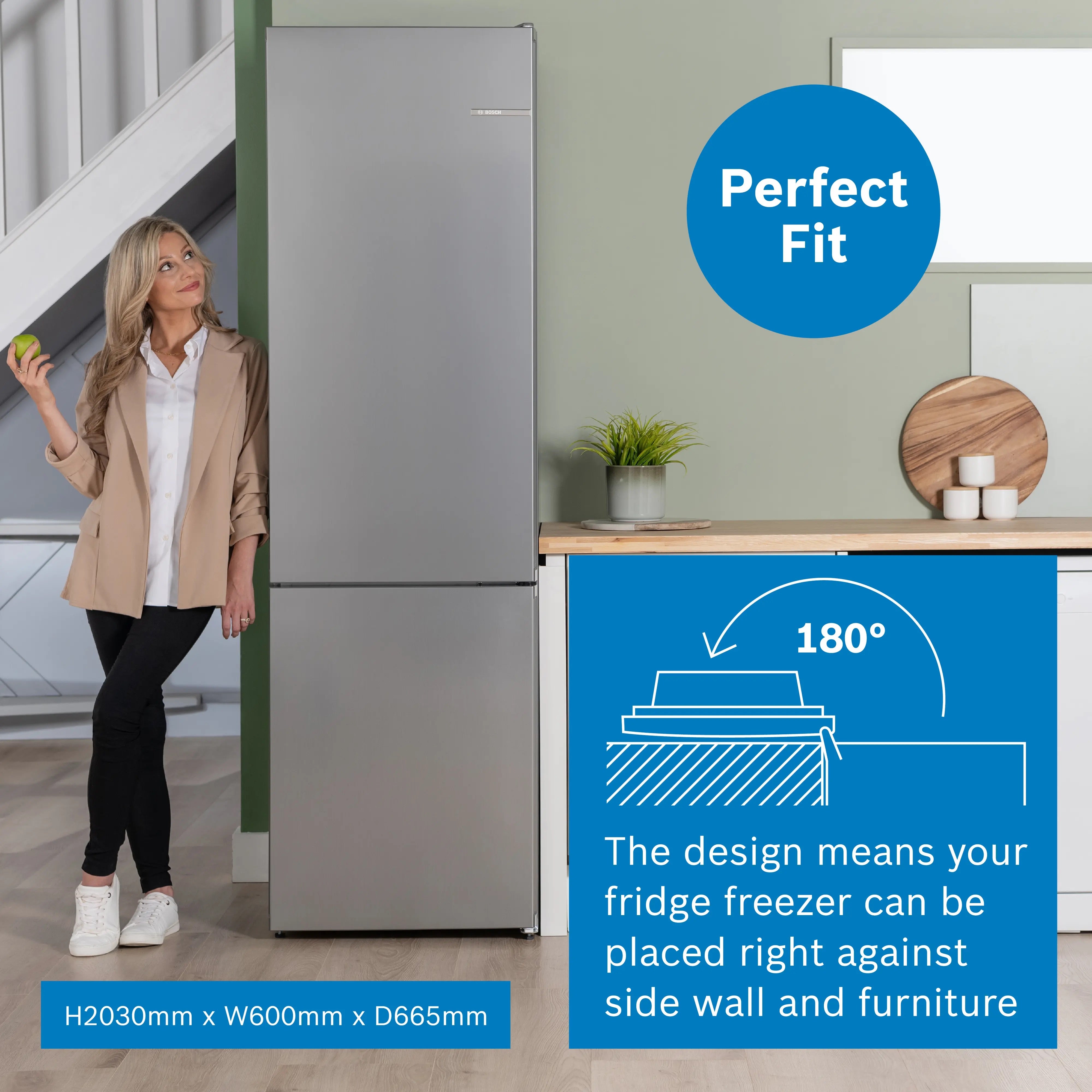 Bosch Series 4 Free-standing fridge-freezer  203 x 60 cm Stainless steel look - KGN392LAGG