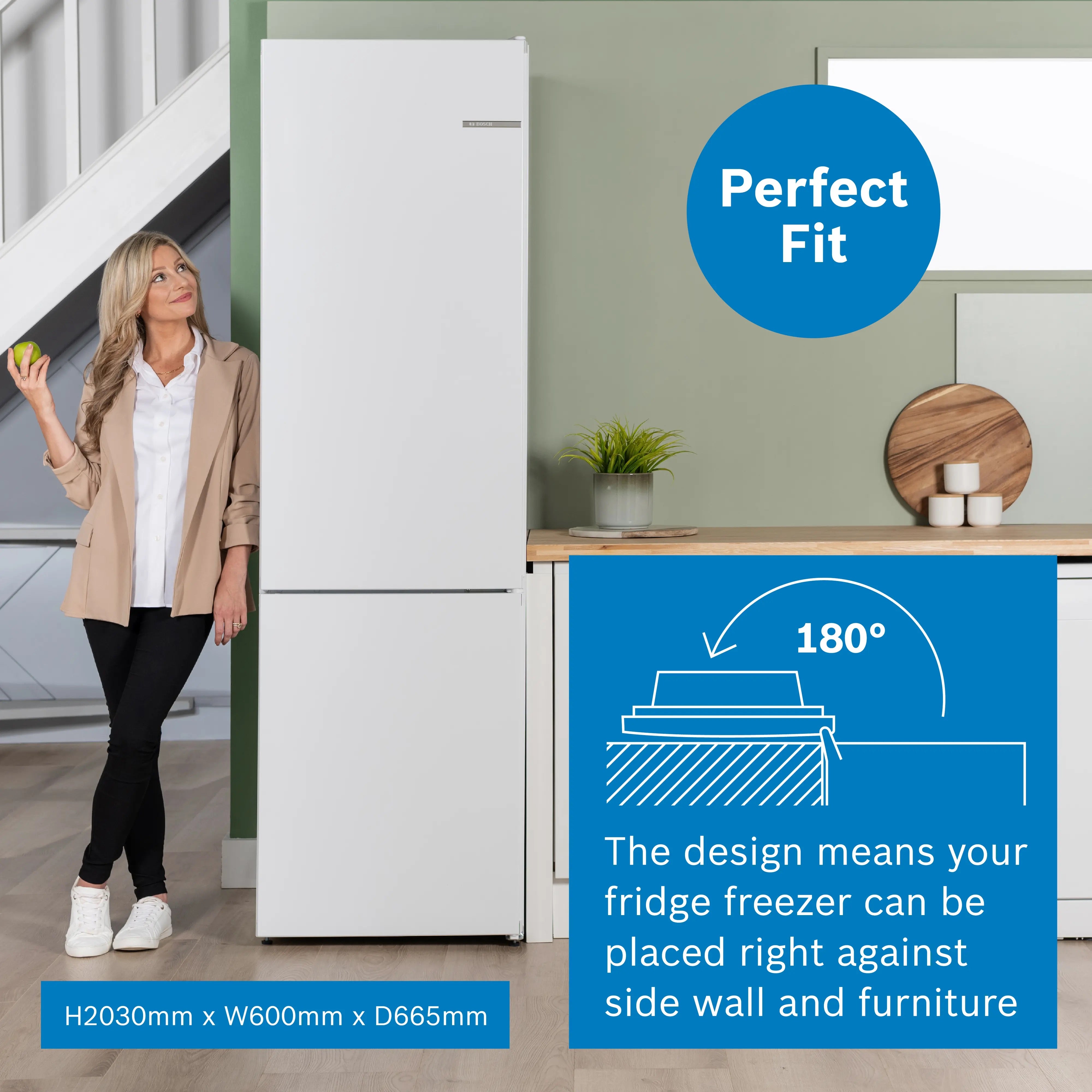 Bosch Series 4 Free-standing fridge-freezer with White, Total No Frost - KGN392WDFG