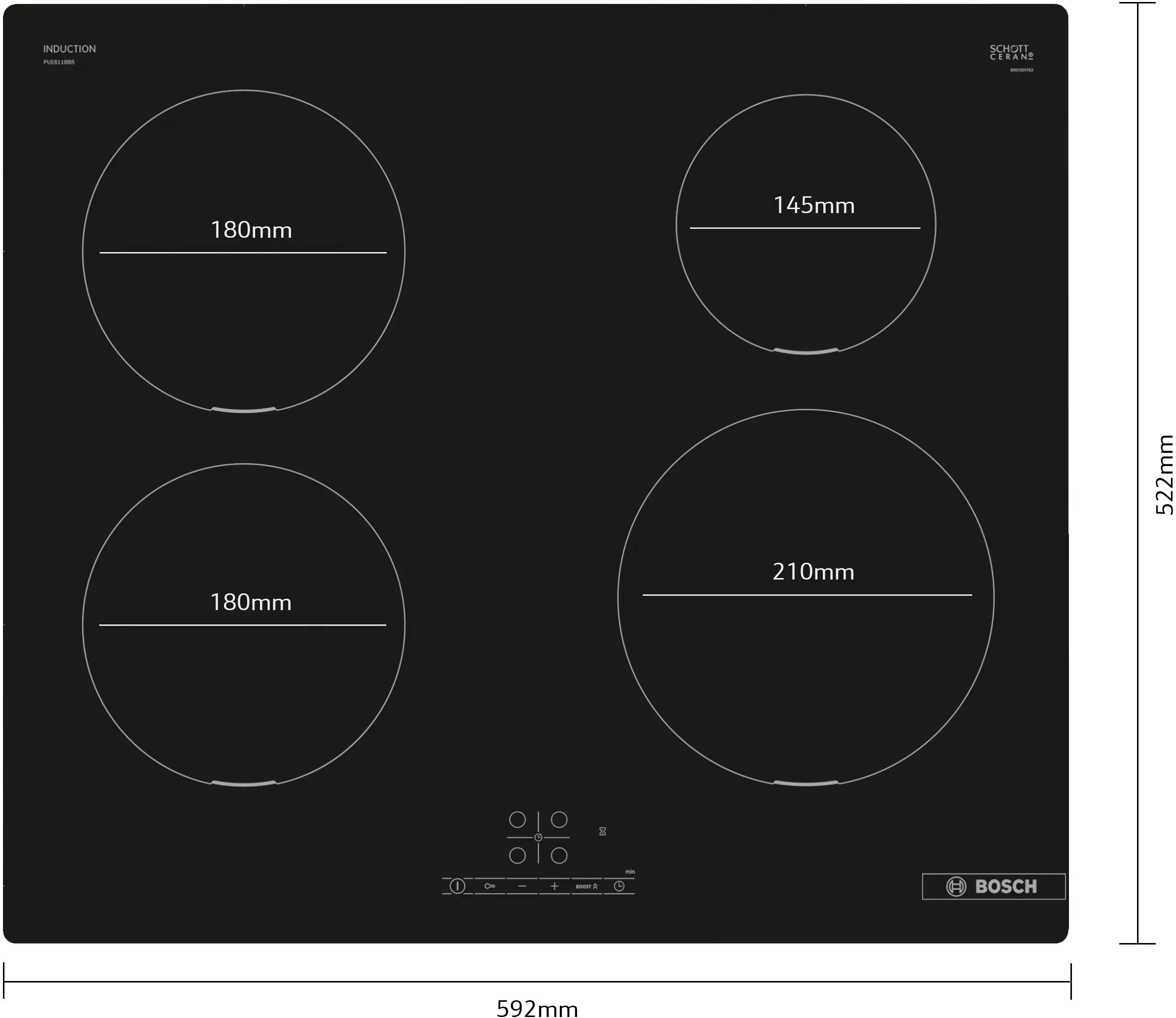 Bosch Series 4 Induction hob 60 cm surface mount without frame