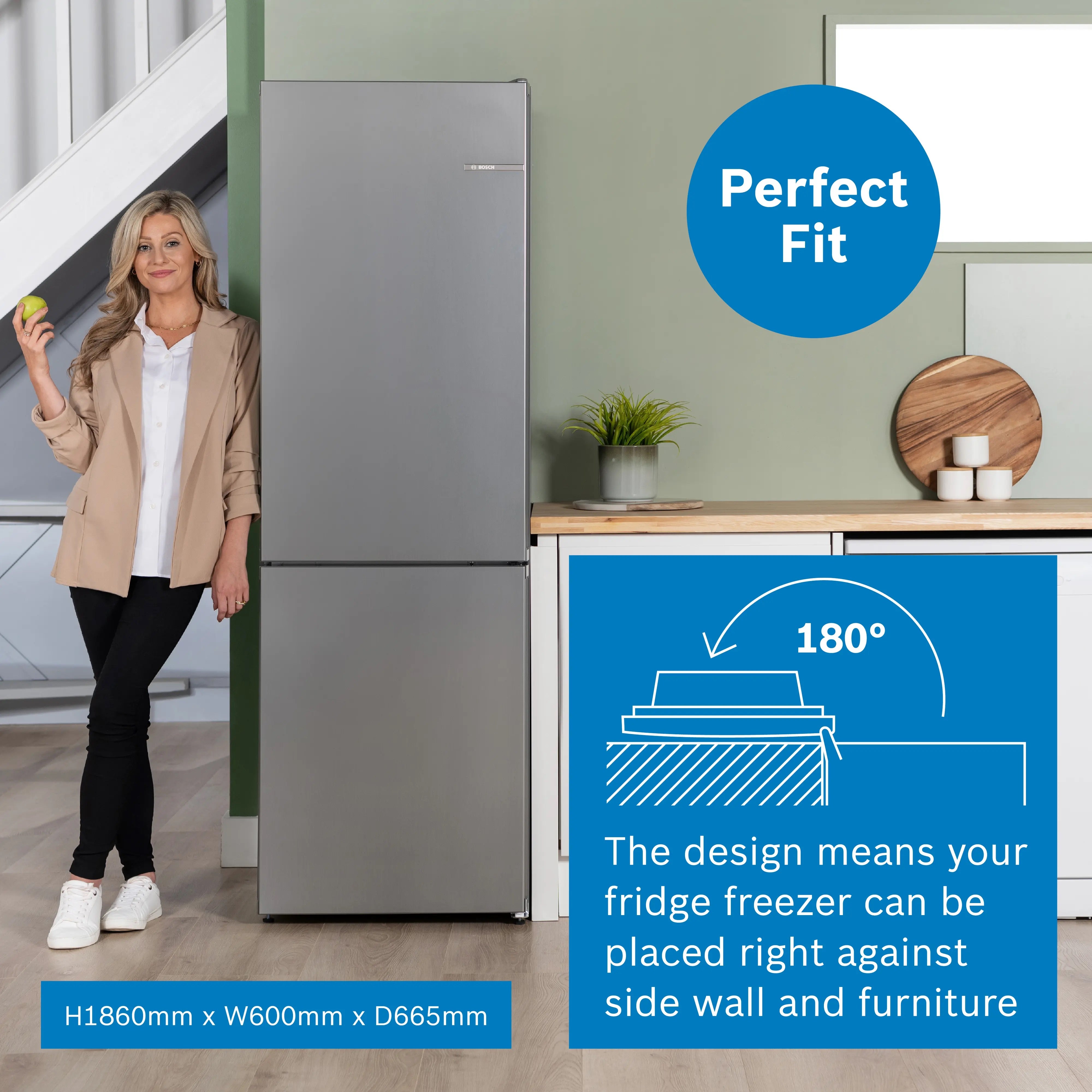 Bosch Series 4 Free-standing fridge-freezer Stainless steel look - KGN362LDFG