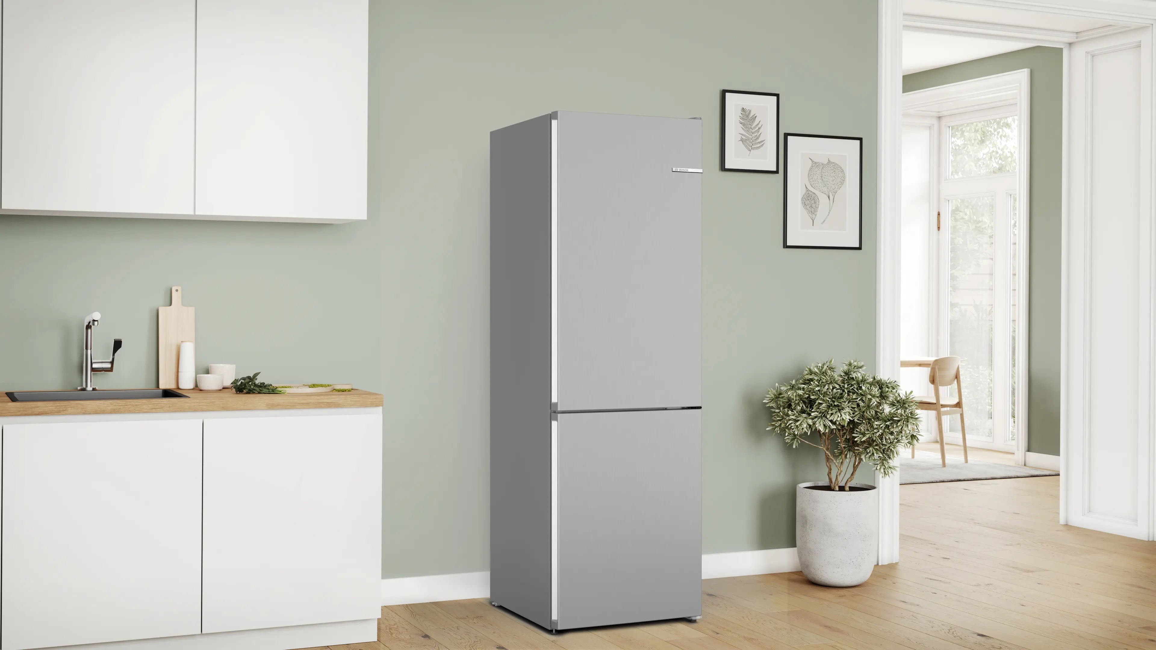 Bosch Series 4 Free-standing fridge-freezer Stainless steel look - KGN362LDFG