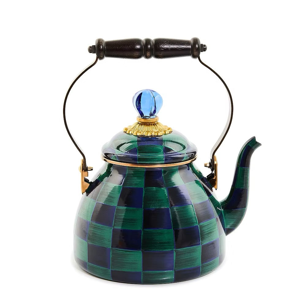 Mackenzie-Childs Juniper Check 2 Quart Tea Kettle